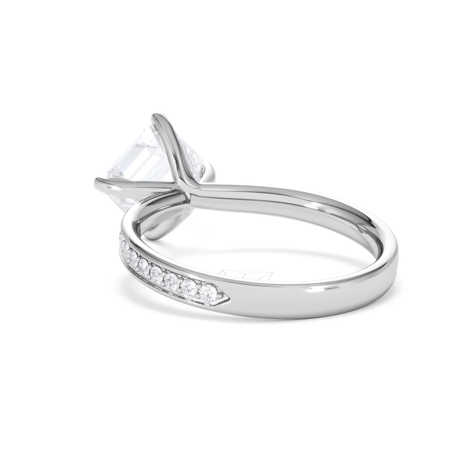 Origin Twist 2.00ct Asscher Cut Lab Diamond Solitaire Engagement Ring with Side Stones in 18K White Gold - Image 56