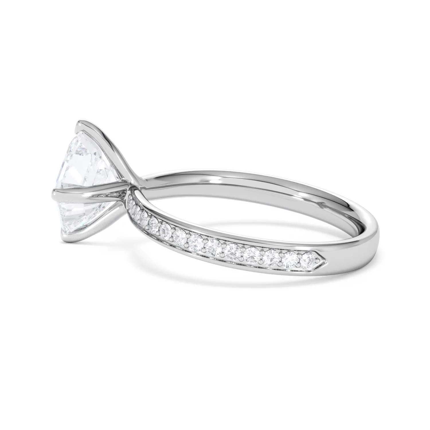 Origin Twist 2.00ct Asscher Cut Lab Diamond Solitaire Engagement Ring with Side Stones in 18K White Gold - Image 66