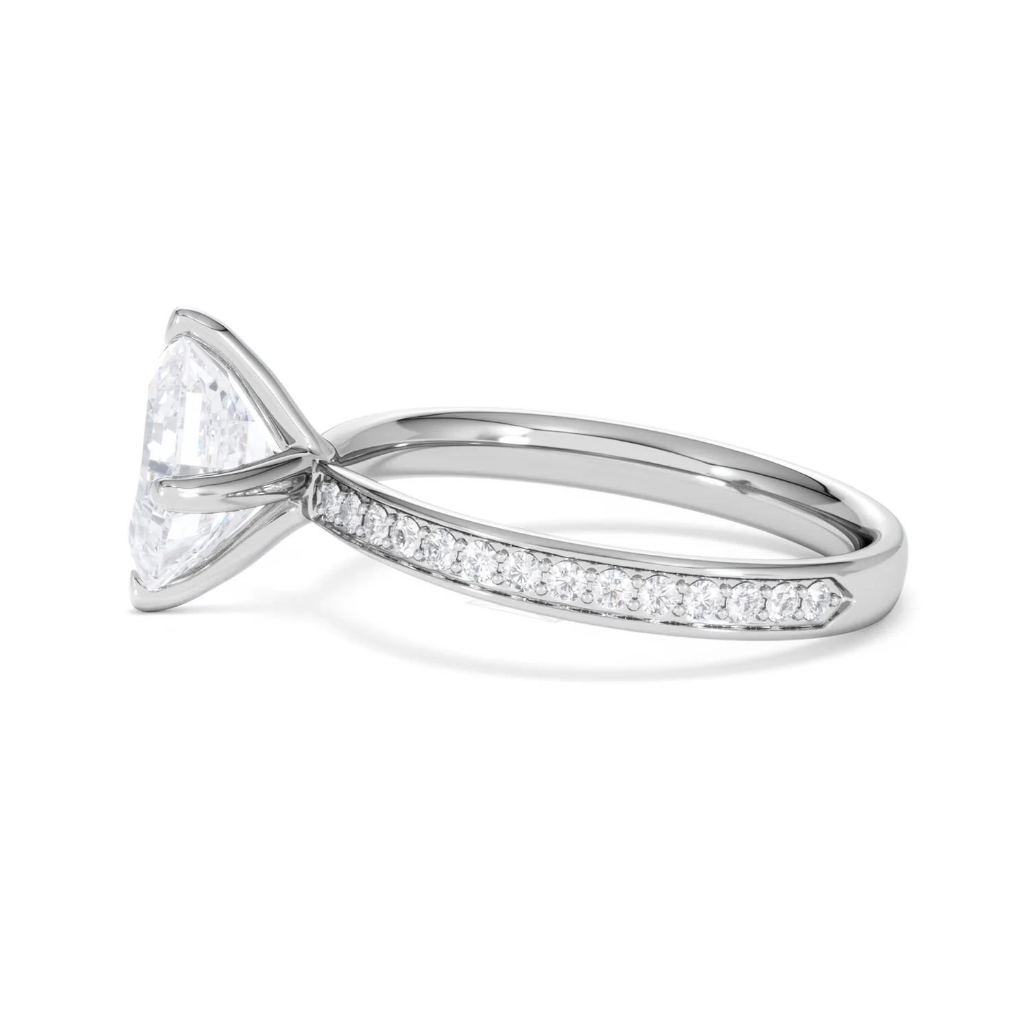 Origin Twist 2.00ct Asscher Cut Lab Diamond Solitaire Engagement Ring with Side Stones in 18K White Gold - Image 70