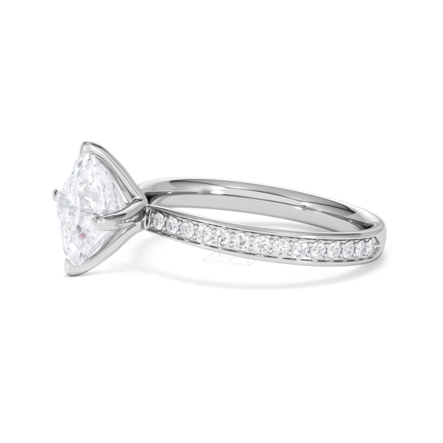 Origin Twist 2.00ct Asscher Cut Lab Diamond Solitaire Engagement Ring with Side Stones in 18K White Gold - Image 74
