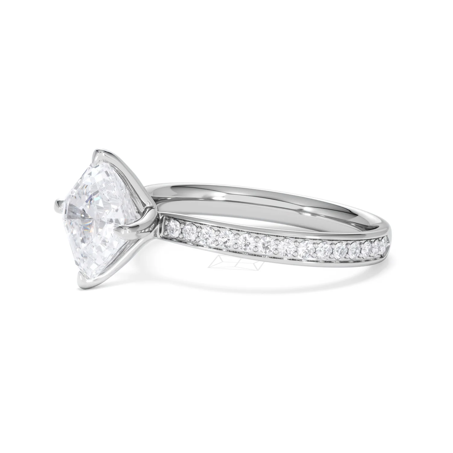 Origin Twist 2.00ct Asscher Cut Lab Diamond Solitaire Engagement Ring with Side Stones in 18K White Gold - Image 76