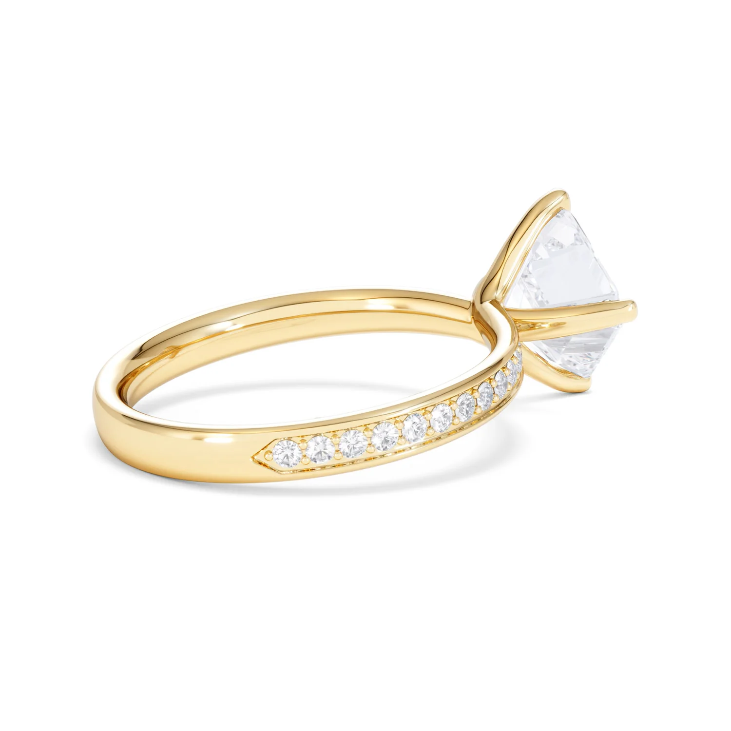 Origin Twist 2.00ct Asscher Cut Lab Diamond Solitaire Engagement Ring with Side Stones in 18K Yellow Gold - Image 36