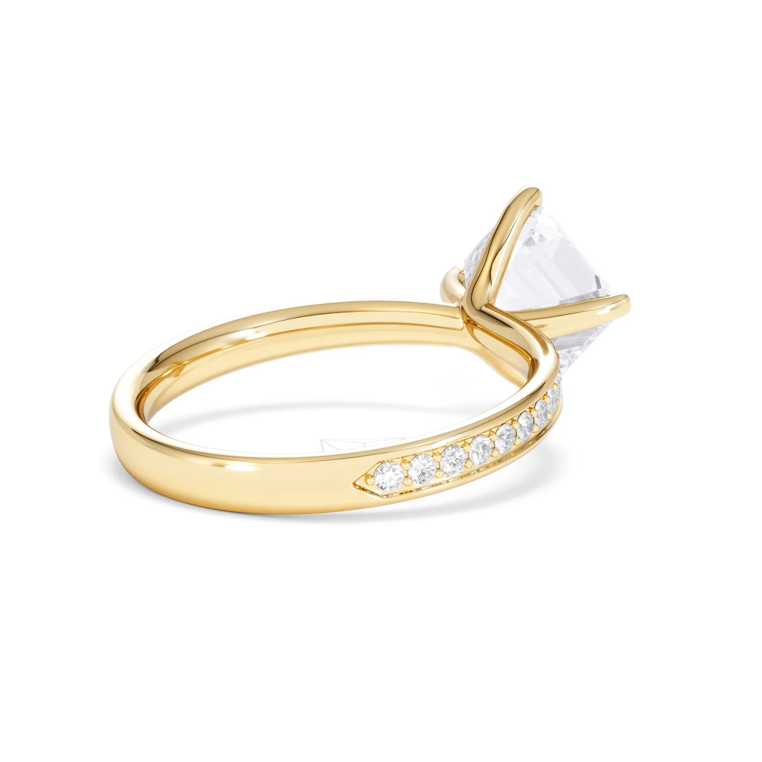 Origin Twist 2.00ct Asscher Cut Lab Diamond Solitaire Engagement Ring with Side Stones in 18K Yellow Gold - Image 40