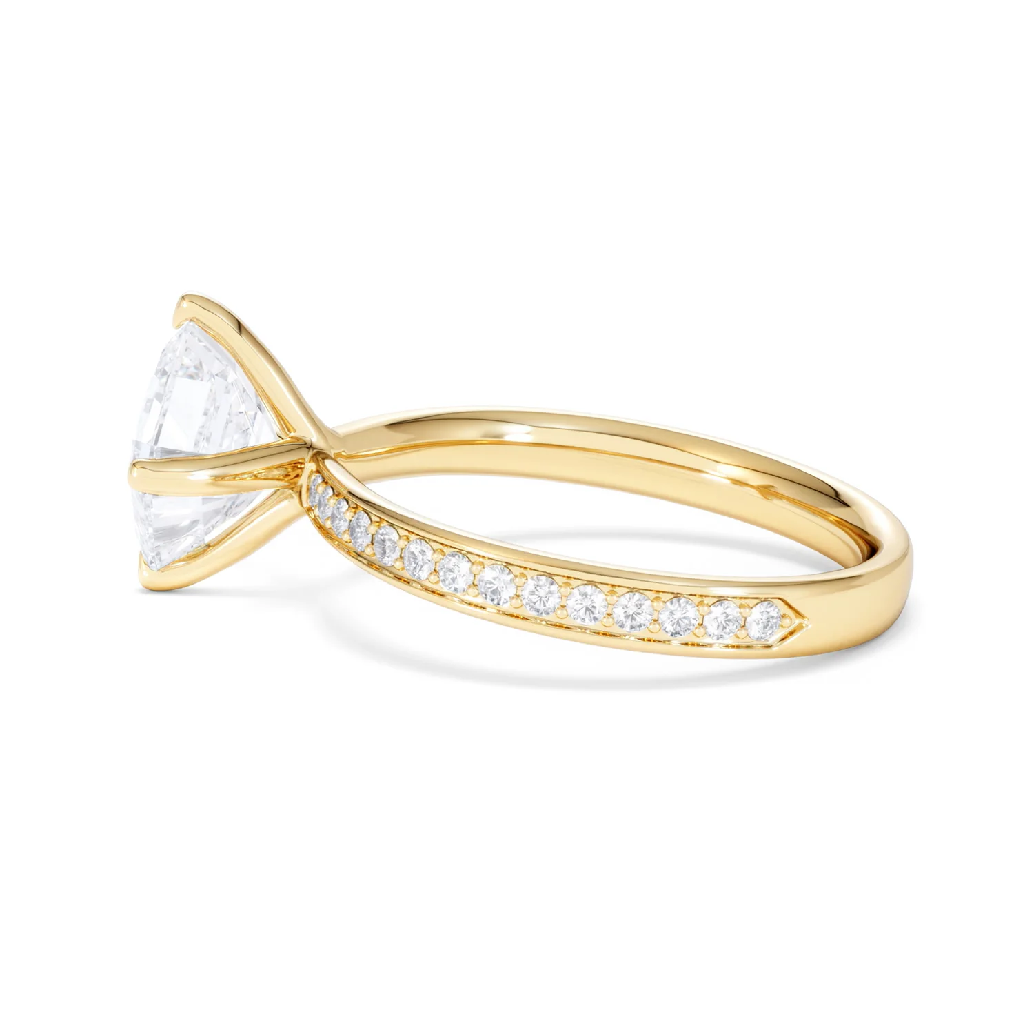 Origin Twist 2.00ct Asscher Cut Lab Diamond Solitaire Engagement Ring with Side Stones in 18K Yellow Gold - Image 67