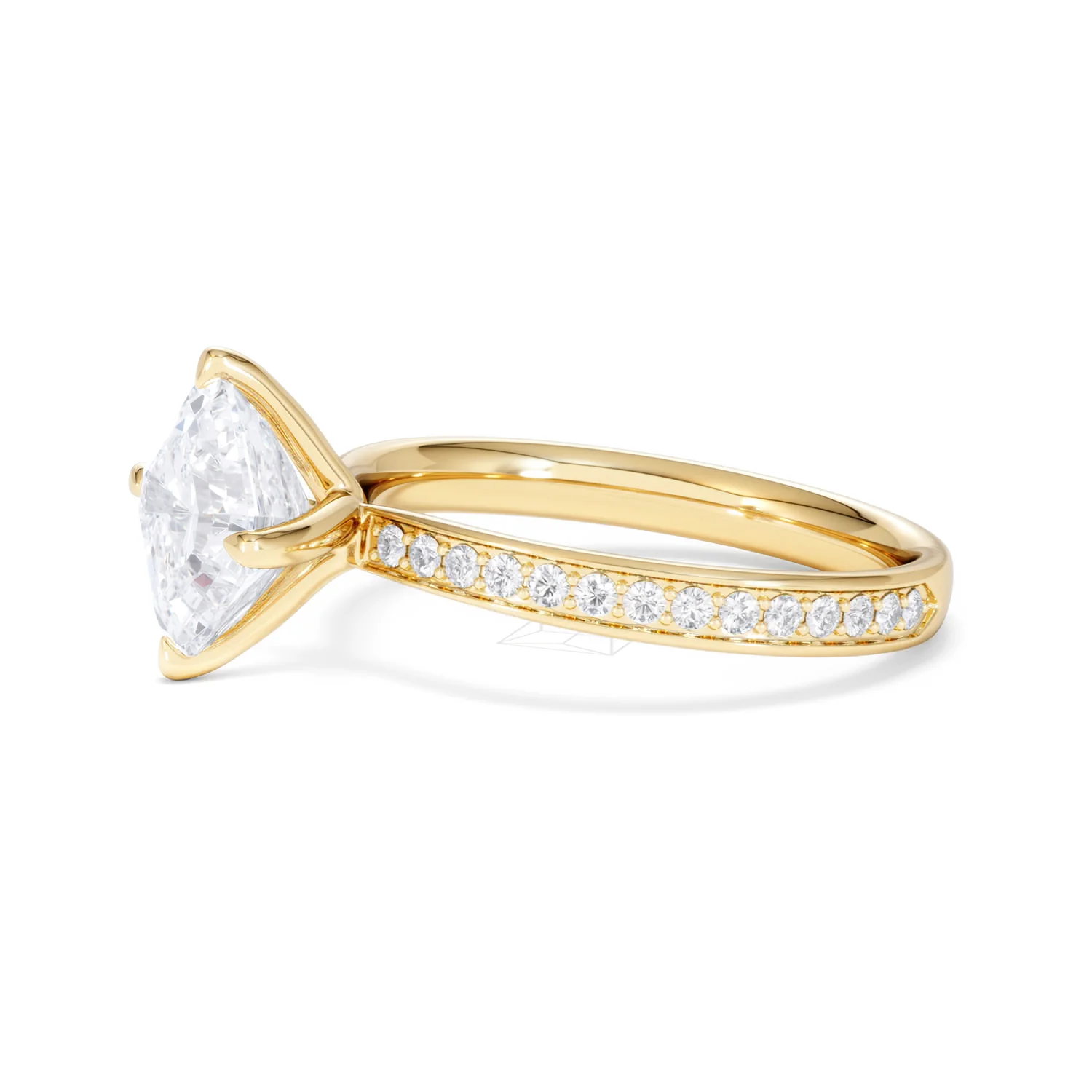 Origin Twist 2.00ct Asscher Cut Lab Diamond Solitaire Engagement Ring with Side Stones in 18K Yellow Gold - Image 74