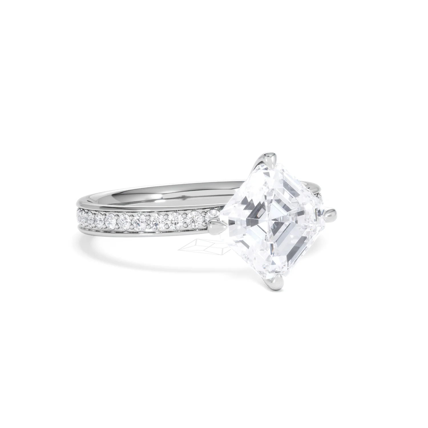 Origin Twist 2.00ct Asscher Cut Lab Diamond Solitaire Engagement Ring with Side Stones in Platinum - Image 14