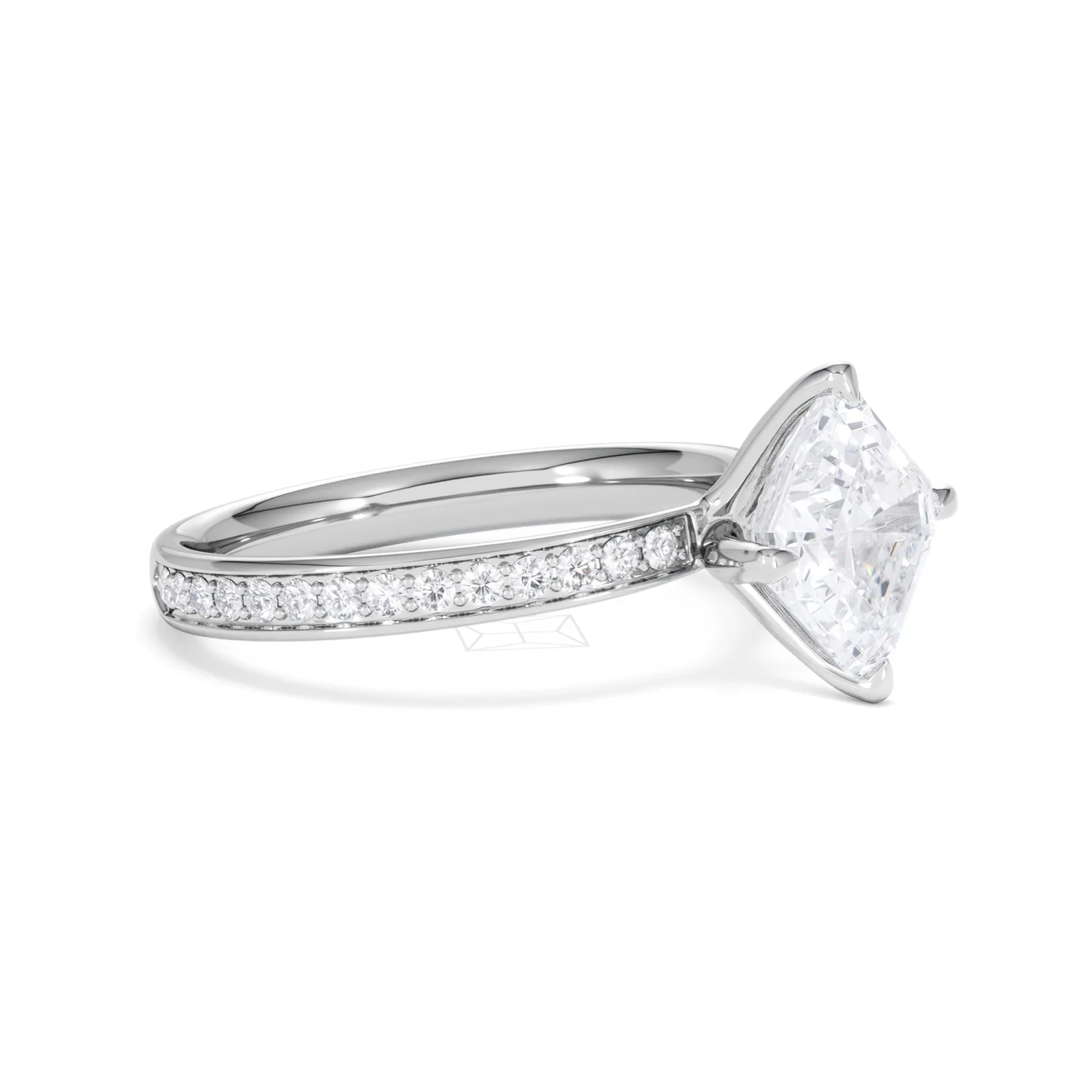 Origin Twist 2.00ct Asscher Cut Lab Diamond Solitaire Engagement Ring with Side Stones in Platinum - Image 21