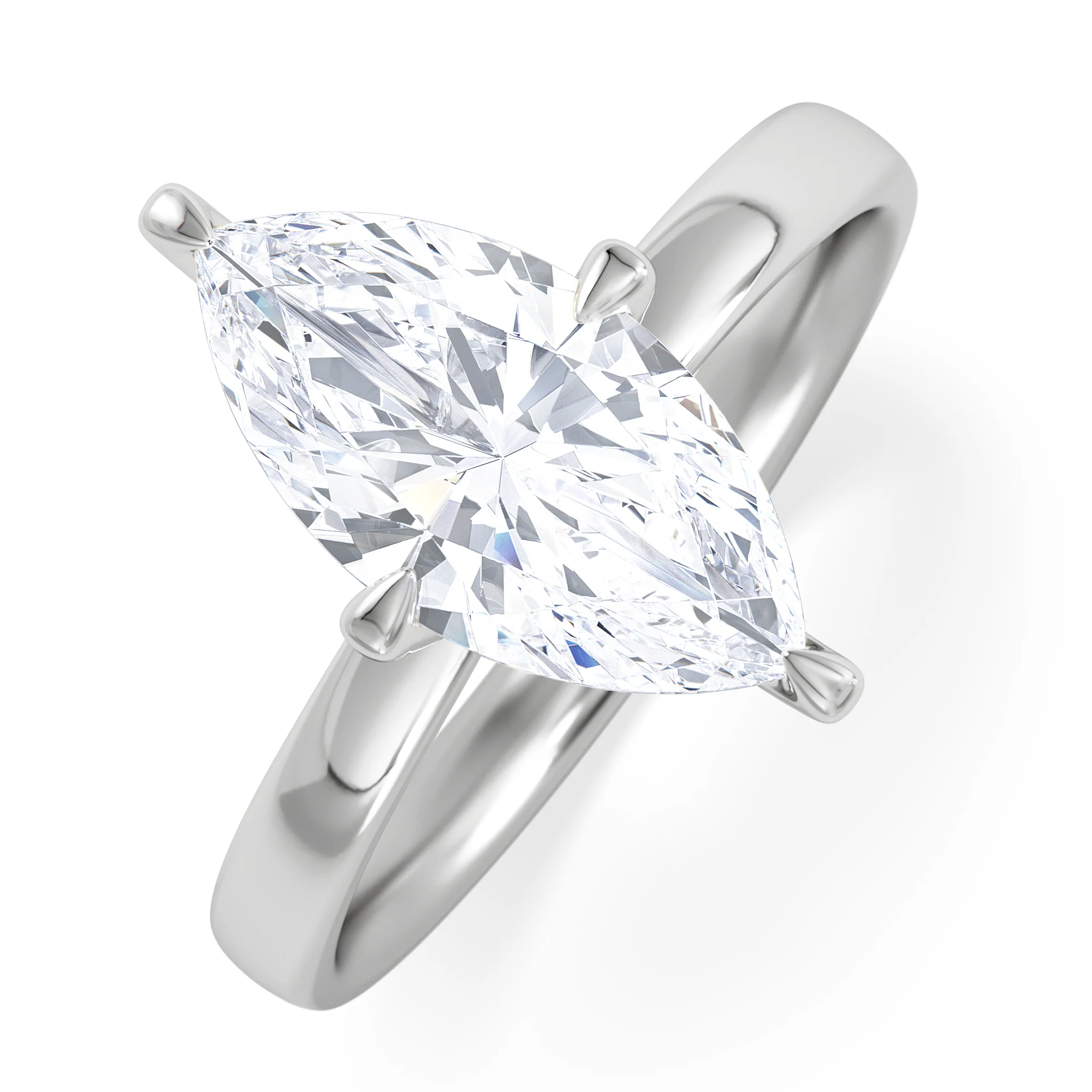 Origin Twist 2.00ct Marquise Cut Lab Diamond Solitaire Engagement Ring in 18K White Gold