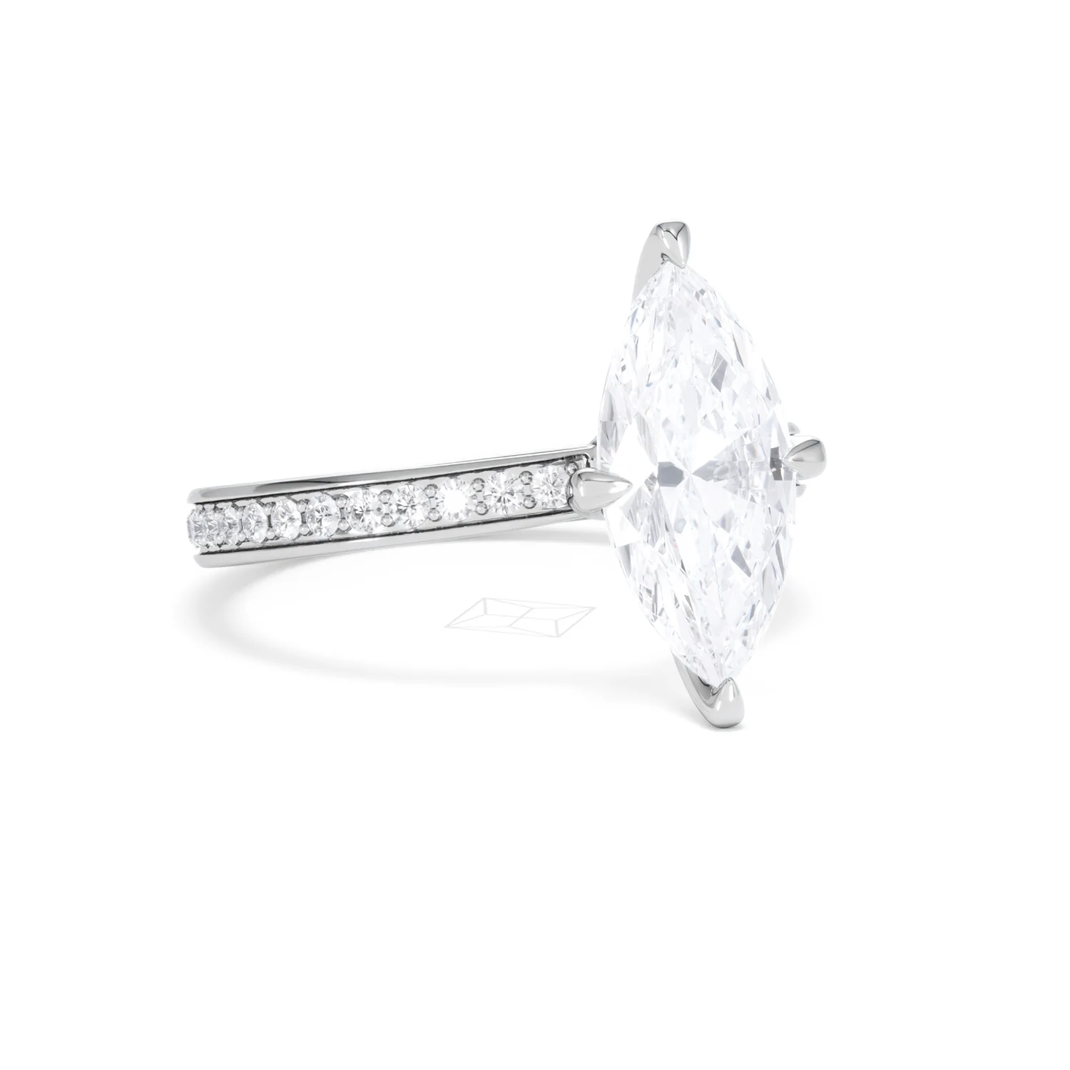 Origin Twist 2.00ct Marquise Cut Lab Diamond Solitaire Engagement Ring with Side Stones in 18K White Gold - Image 15