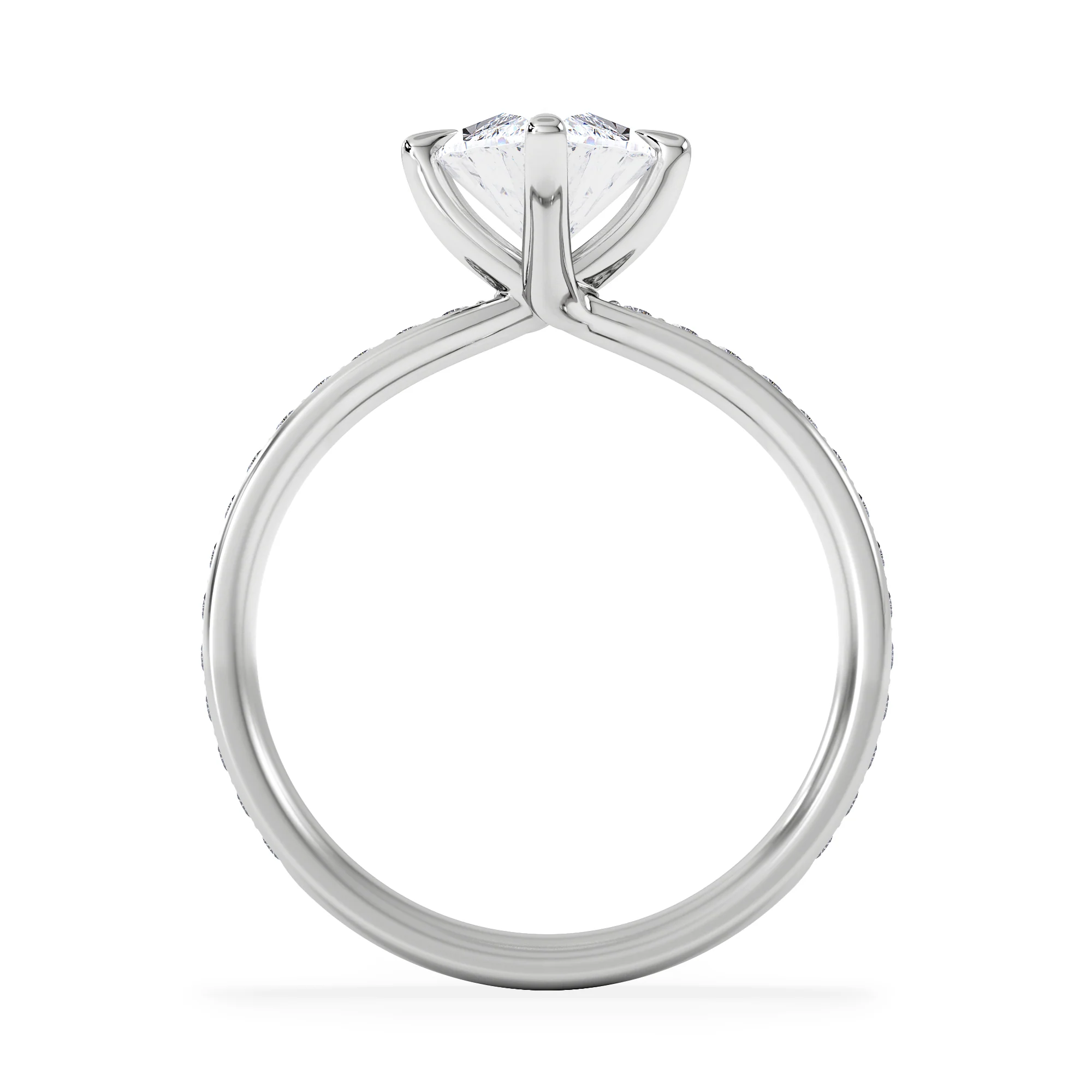 Origin Twist 2.00ct Marquise Cut Lab Diamond Solitaire Engagement Ring with Side Stones in 18K White Gold - Image 3
