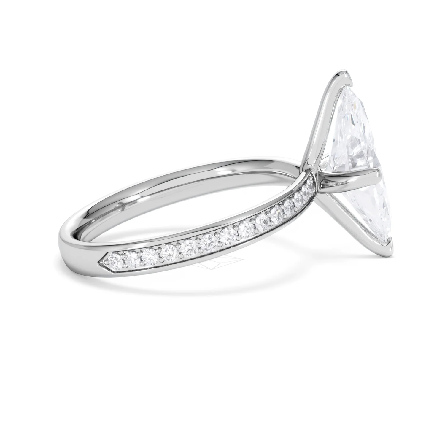 Origin Twist 2.00ct Marquise Cut Lab Diamond Solitaire Engagement Ring with Side Stones in 18K White Gold - Image 30