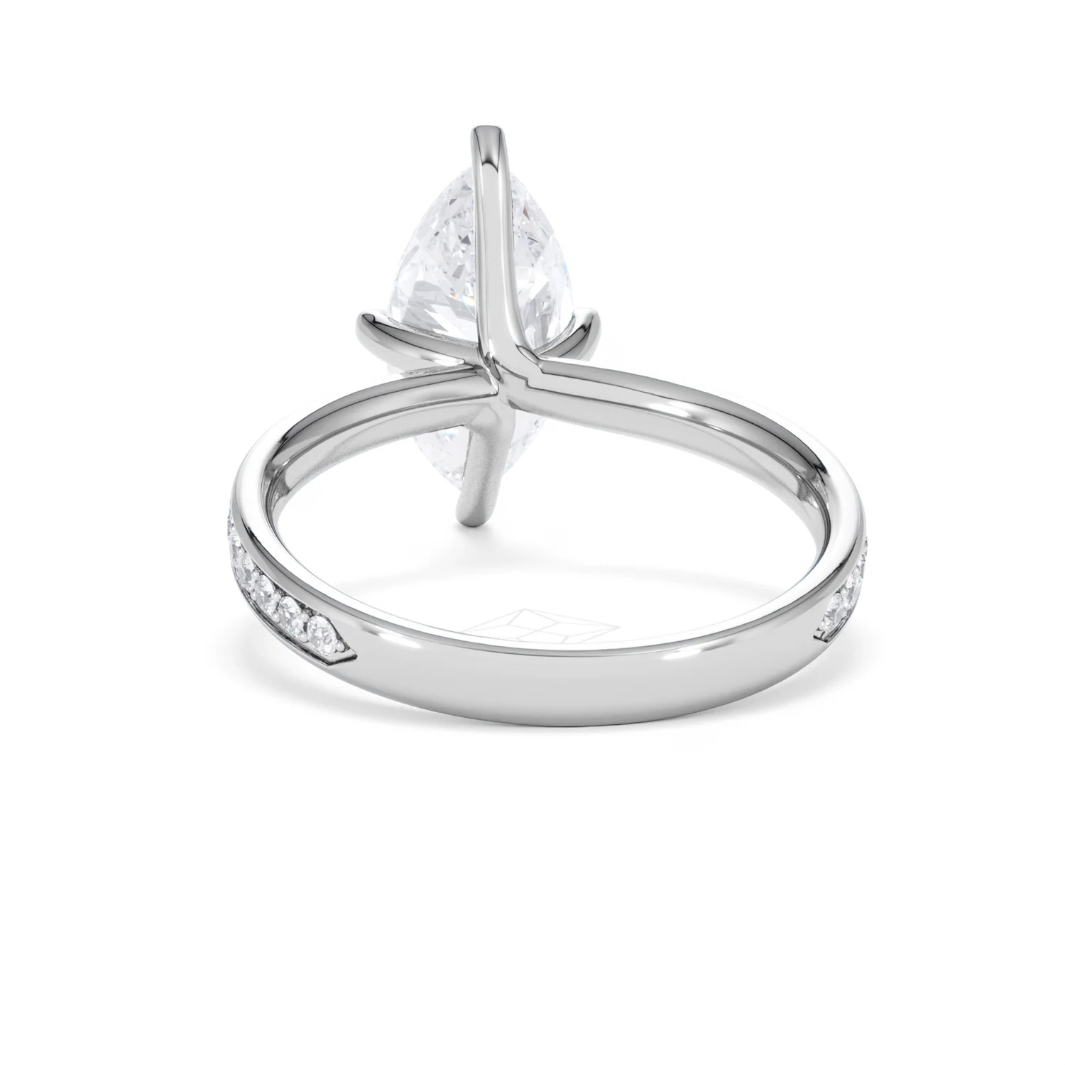 Origin Twist 2.00ct Marquise Cut Lab Diamond Solitaire Engagement Ring with Side Stones in 18K White Gold - Image 51