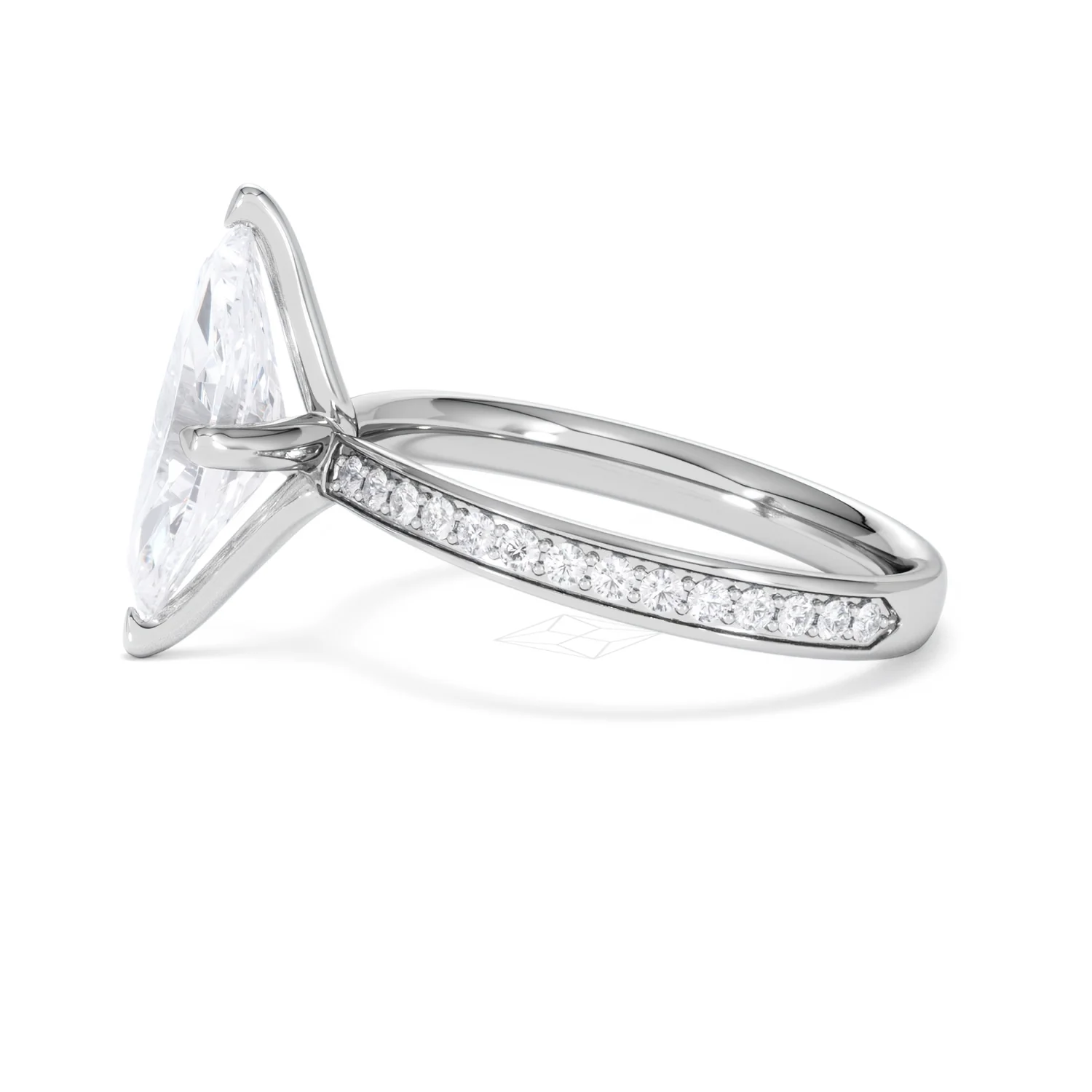 Origin Twist 2.00ct Marquise Cut Lab Diamond Solitaire Engagement Ring with Side Stones in 18K White Gold - Image 71
