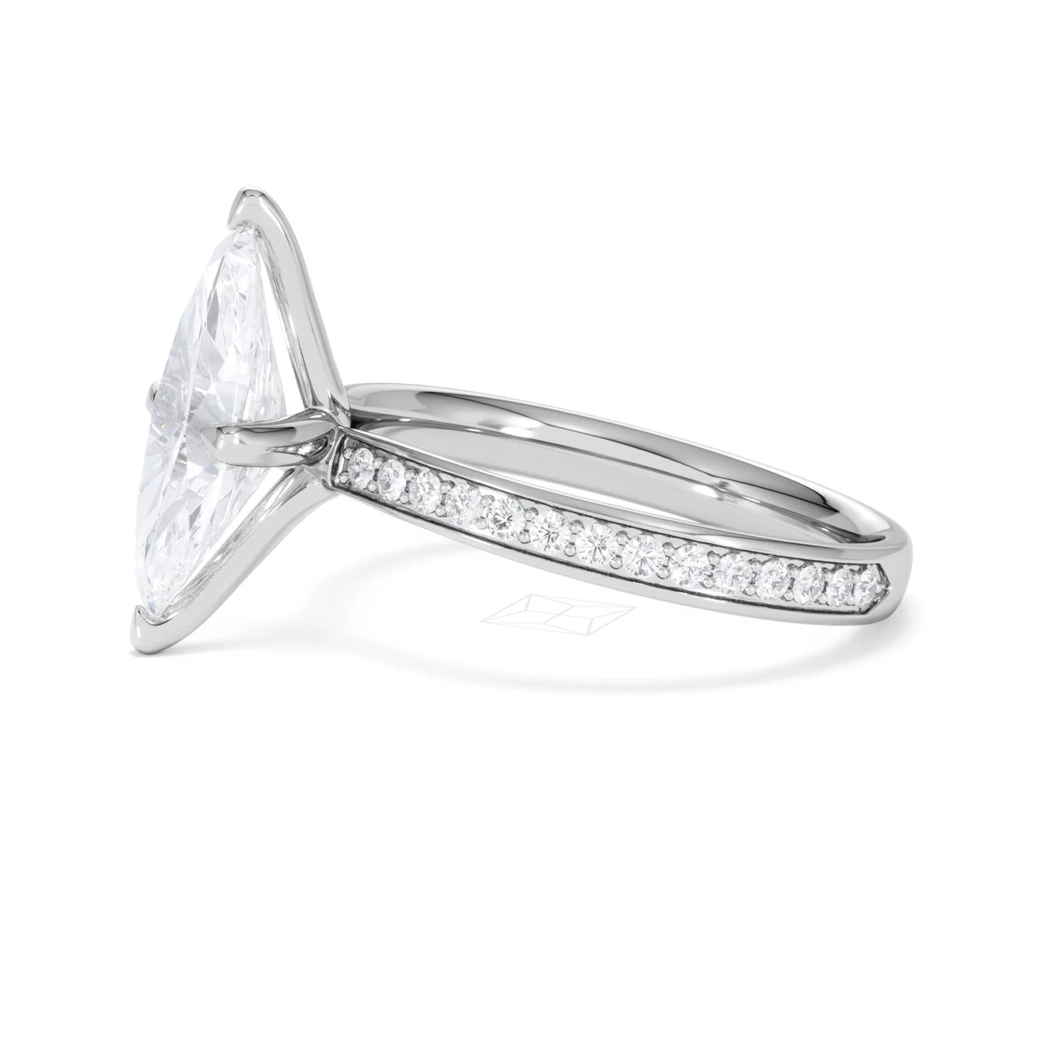 Origin Twist 2.00ct Marquise Cut Lab Diamond Solitaire Engagement Ring with Side Stones in 18K White Gold - Image 73