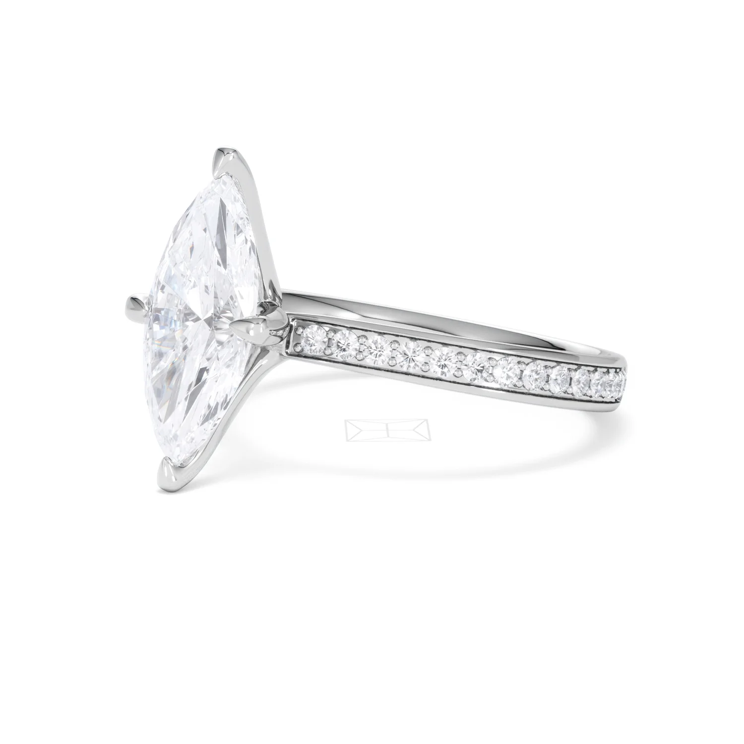Origin Twist 2.00ct Marquise Cut Lab Diamond Solitaire Engagement Ring with Side Stones in 18K White Gold - Image 79