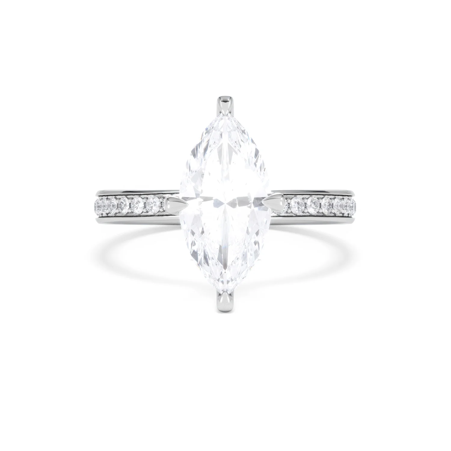 Origin Twist 2.00ct Marquise Cut Lab Diamond Solitaire Engagement Ring with Side Stones in 18K White Gold - Image 9