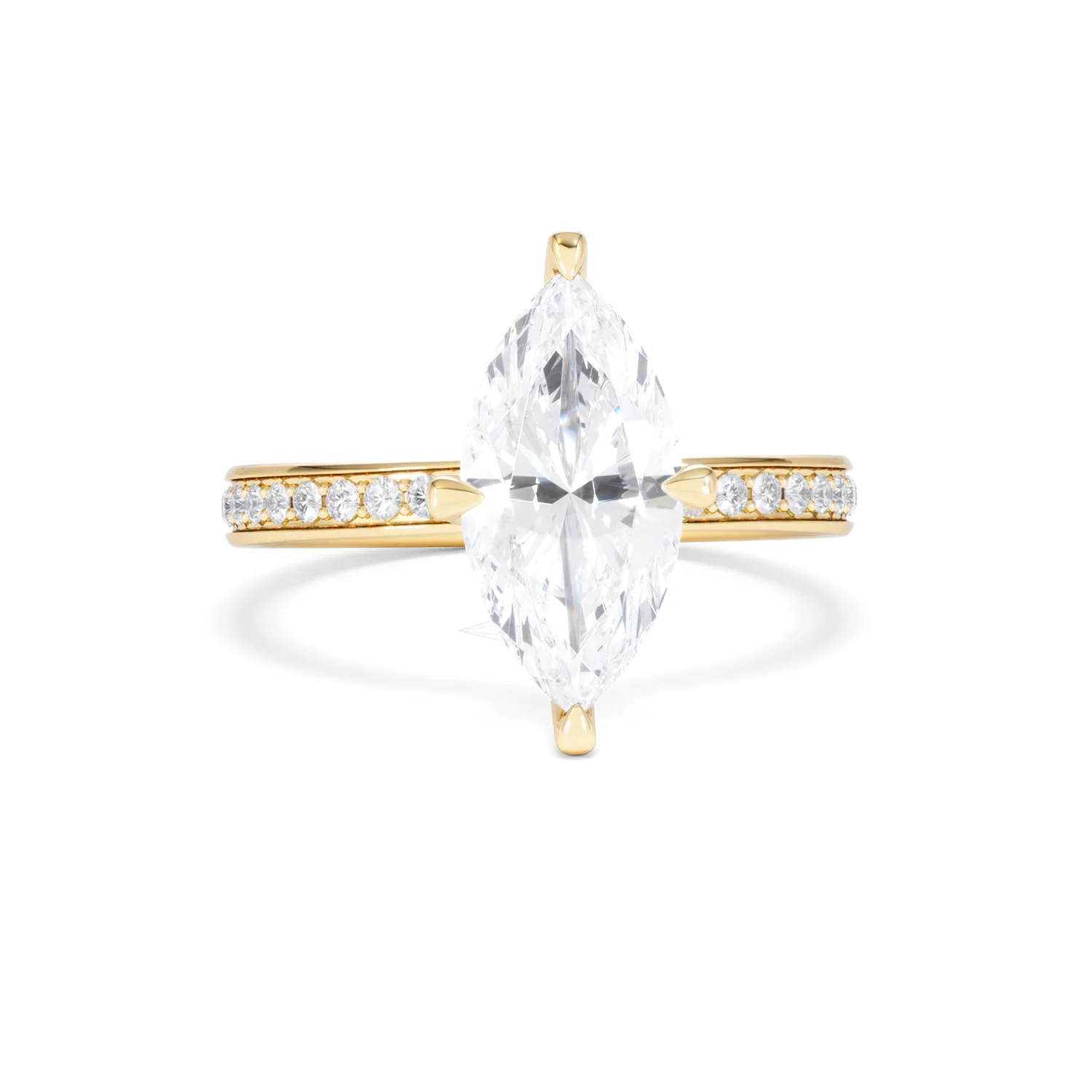 Origin Twist 2.00ct Marquise Cut Lab Diamond Solitaire Engagement Ring with Side Stones in 18K Yellow Gold - Image 10