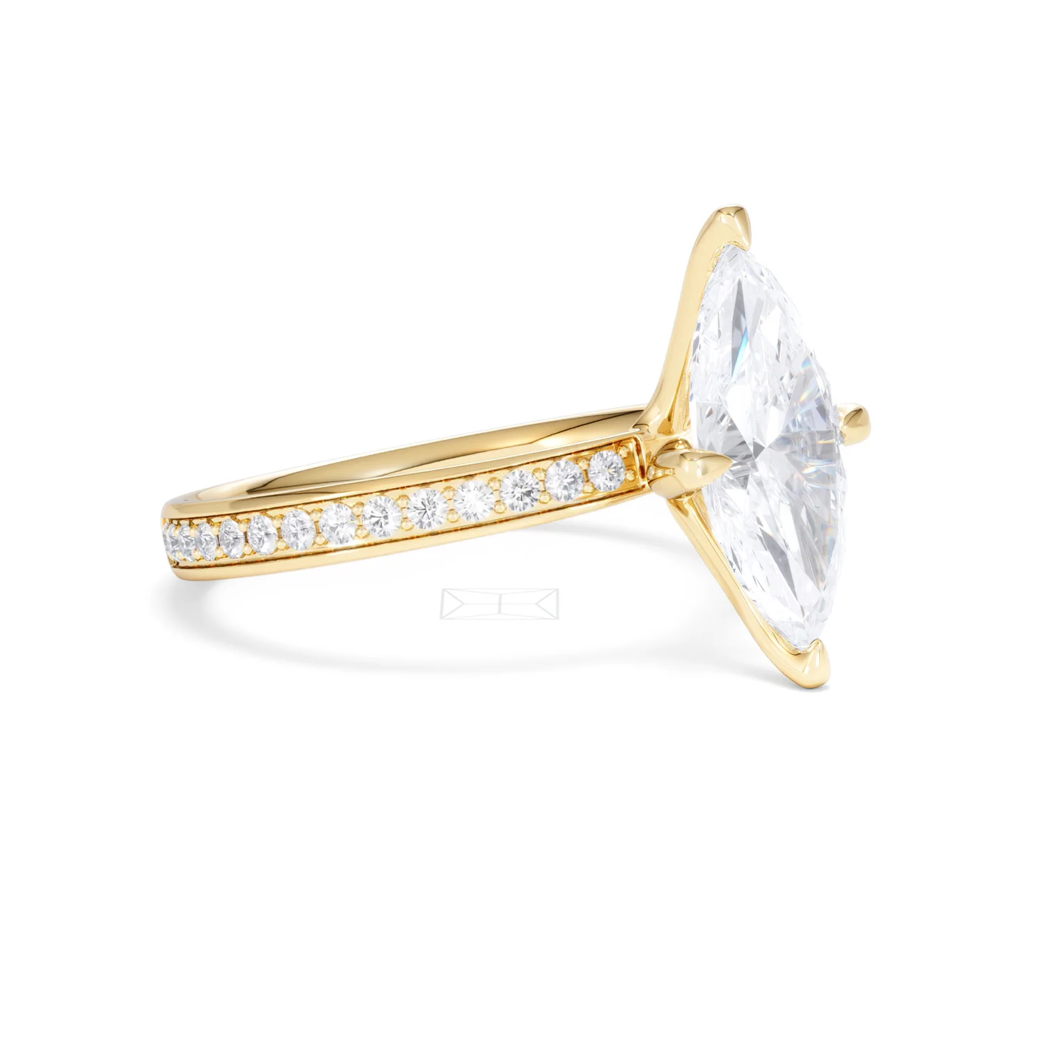 Origin Twist 2.00ct Marquise Cut Lab Diamond Solitaire Engagement Ring with Side Stones in 18K Yellow Gold - Image 19
