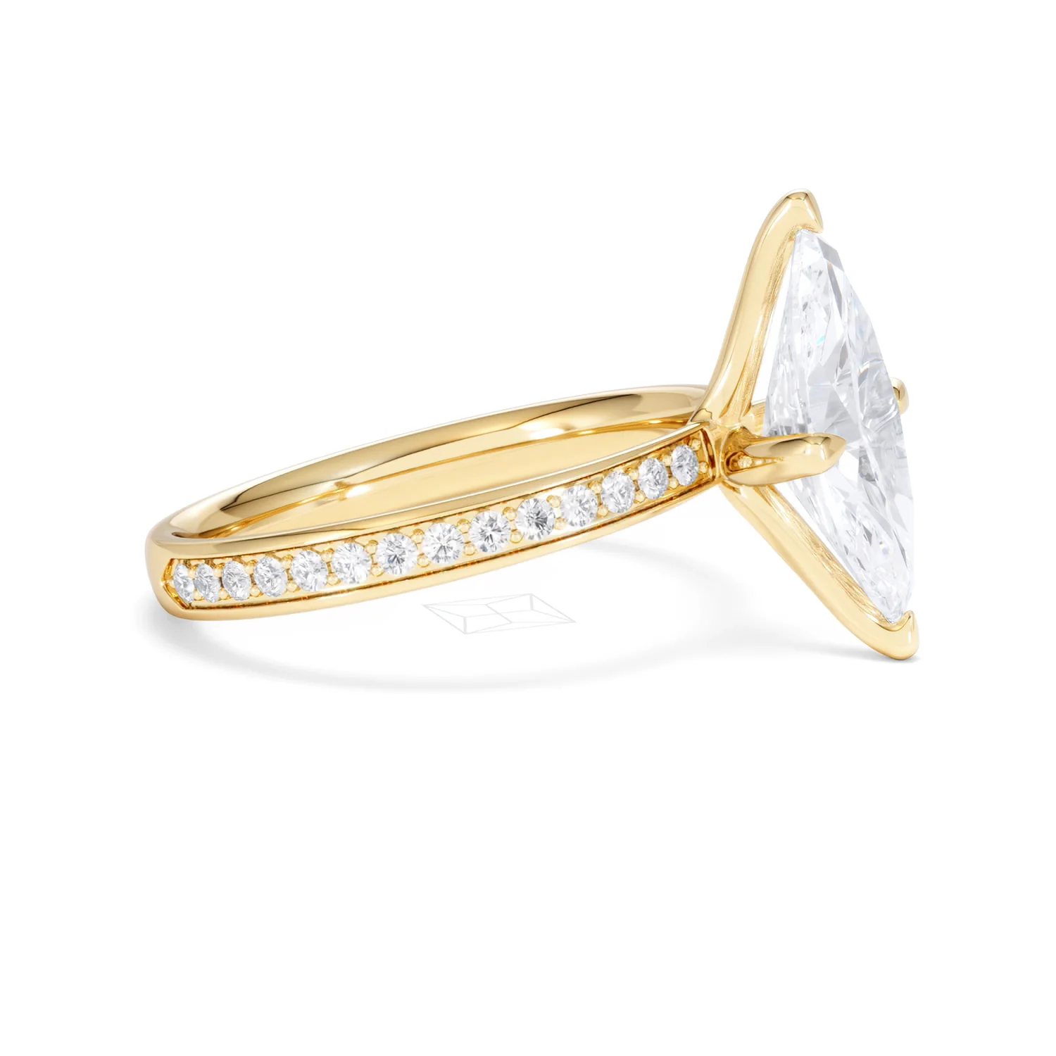 Origin Twist 2.00ct Marquise Cut Lab Diamond Solitaire Engagement Ring with Side Stones in 18K Yellow Gold - Image 24