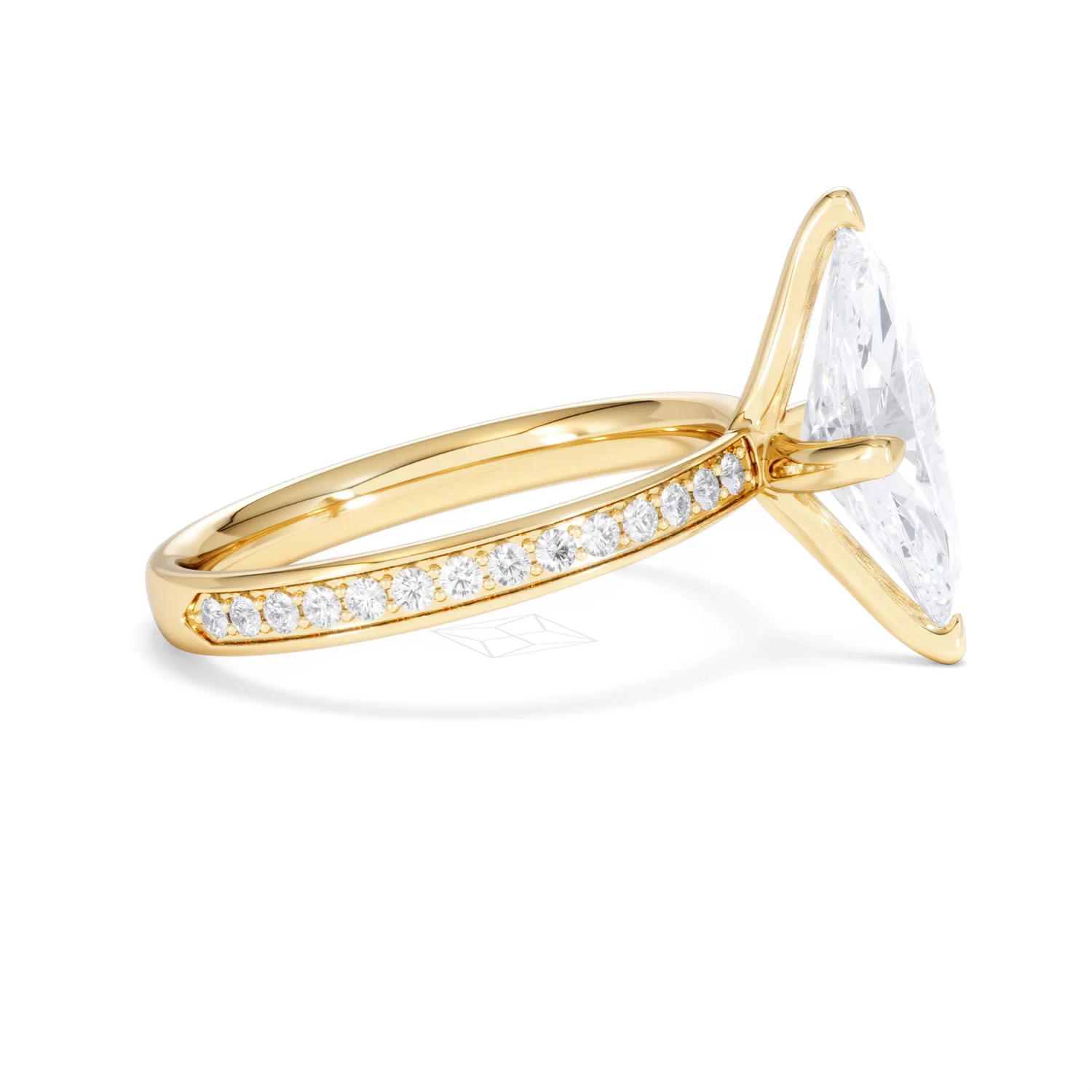 Origin Twist 2.00ct Marquise Cut Lab Diamond Solitaire Engagement Ring with Side Stones in 18K Yellow Gold - Image 26