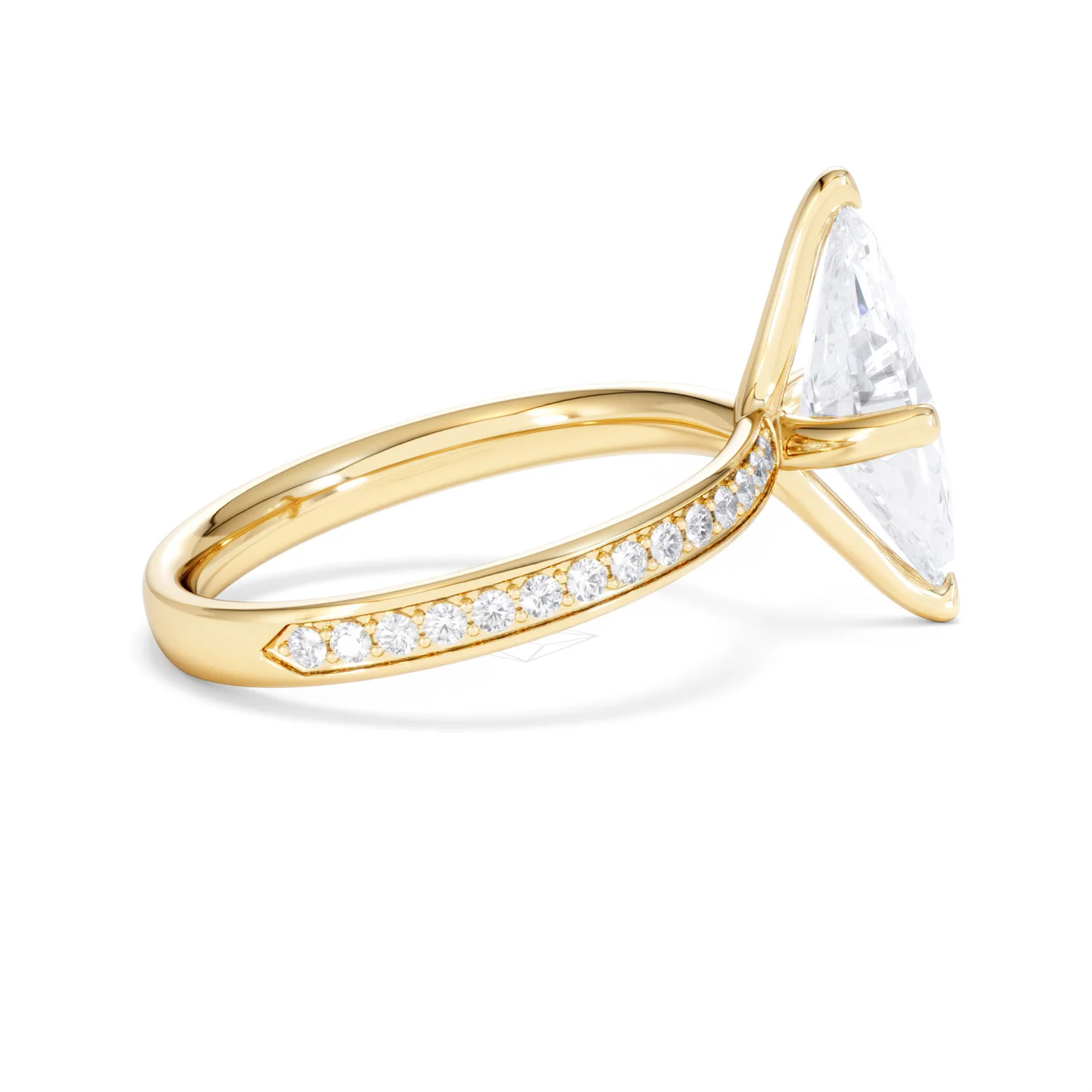 Origin Twist 2.00ct Marquise Cut Lab Diamond Solitaire Engagement Ring with Side Stones in 18K Yellow Gold - Image 31