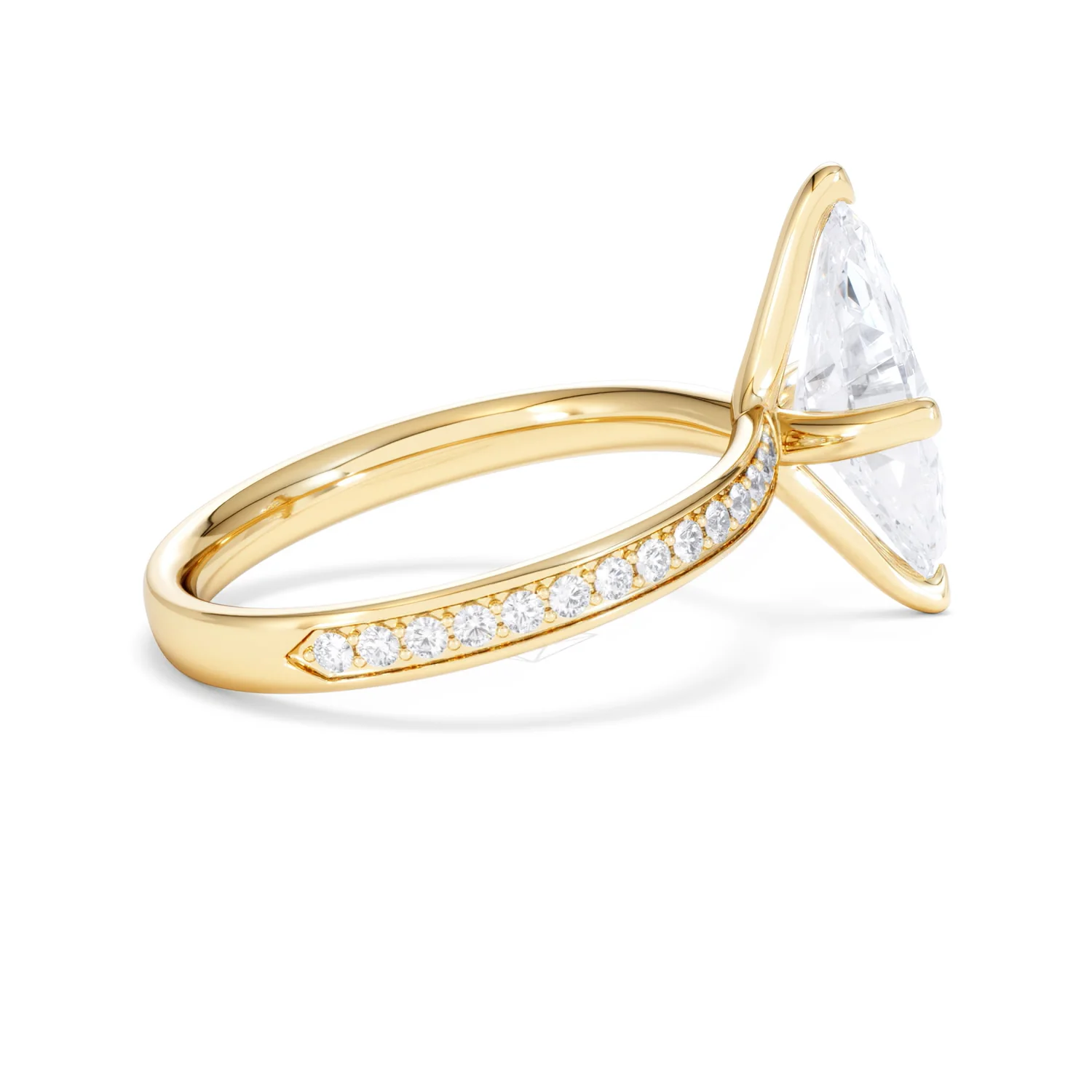 Origin Twist 2.00ct Marquise Cut Lab Diamond Solitaire Engagement Ring with Side Stones in 18K Yellow Gold - Image 32