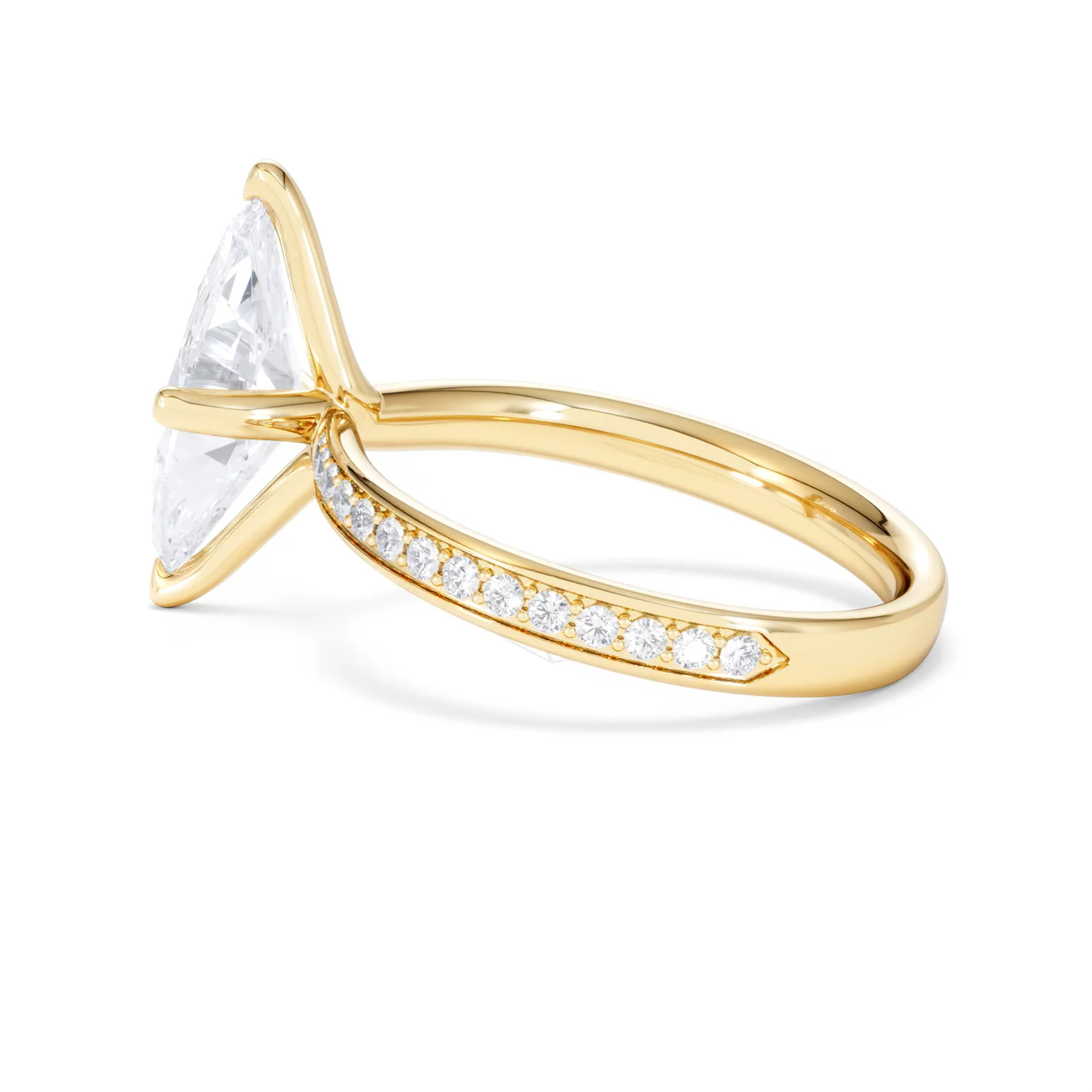 Origin Twist 2.00ct Marquise Cut Lab Diamond Solitaire Engagement Ring with Side Stones in 18K Yellow Gold - Image 65