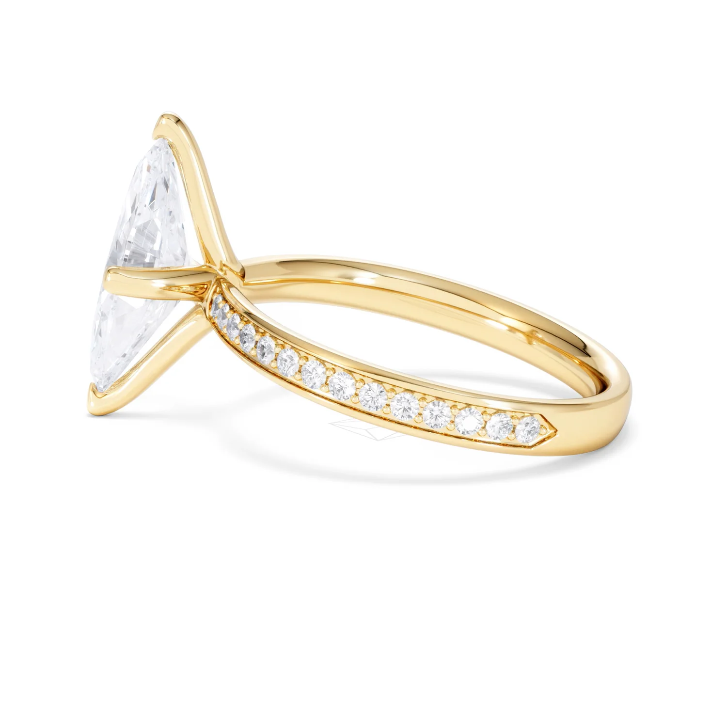 Origin Twist 2.00ct Marquise Cut Lab Diamond Solitaire Engagement Ring with Side Stones in 18K Yellow Gold - Image 67