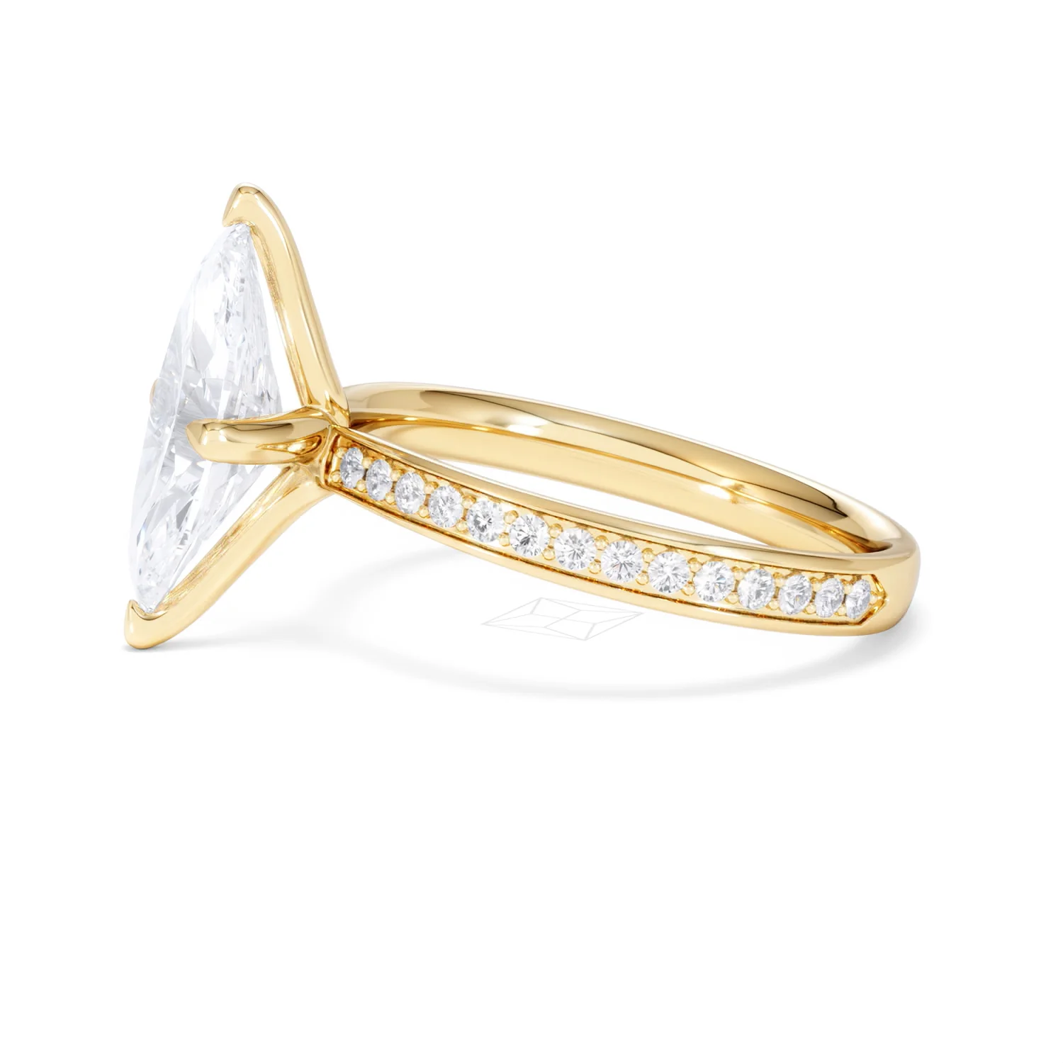 Origin Twist 2.00ct Marquise Cut Lab Diamond Solitaire Engagement Ring with Side Stones in 18K Yellow Gold - Image 72