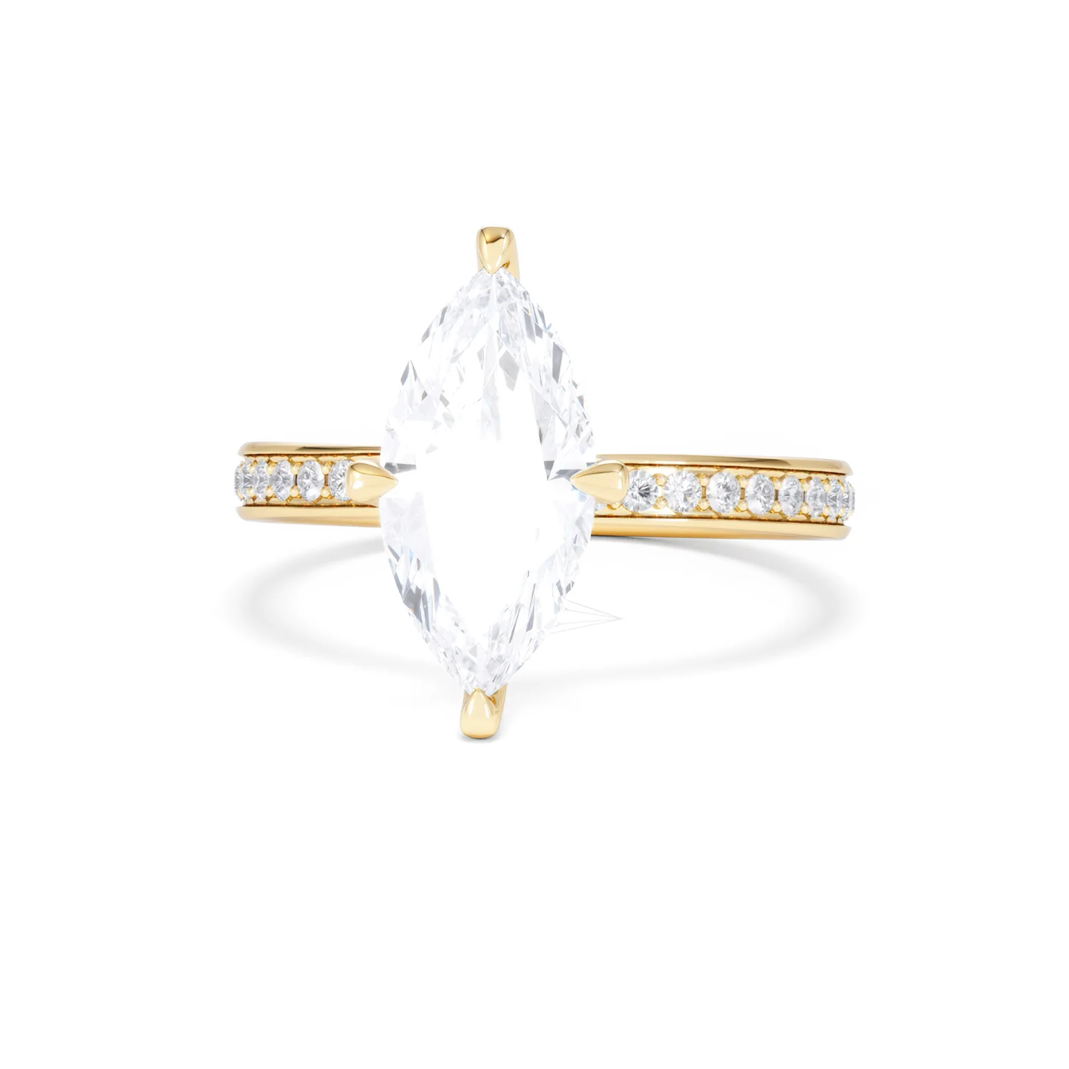 Origin Twist 2.00ct Marquise Cut Lab Diamond Solitaire Engagement Ring with Side Stones in 18K Yellow Gold - Image 87
