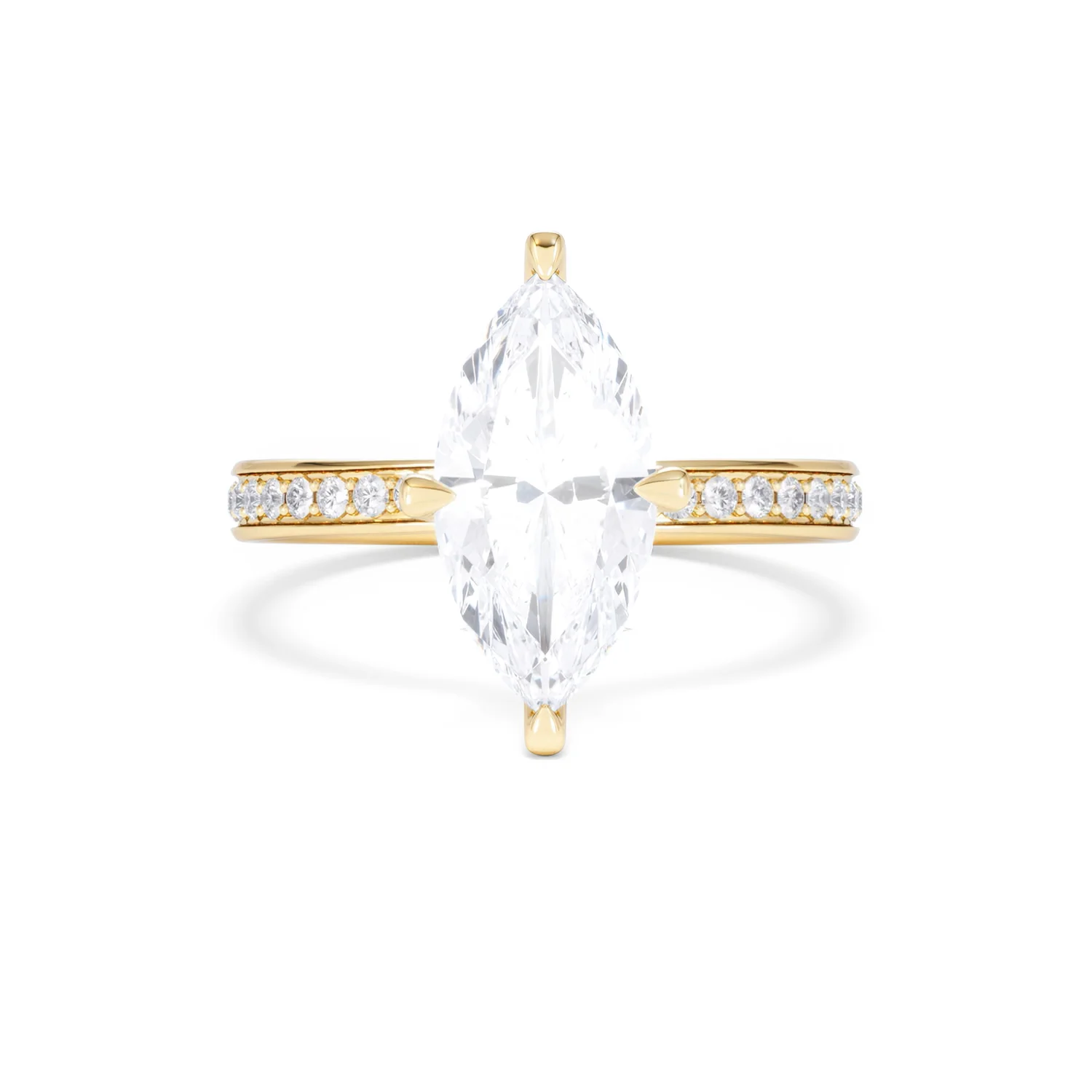 Origin Twist 2.00ct Marquise Cut Lab Diamond Solitaire Engagement Ring with Side Stones in 18K Yellow Gold - Image 9