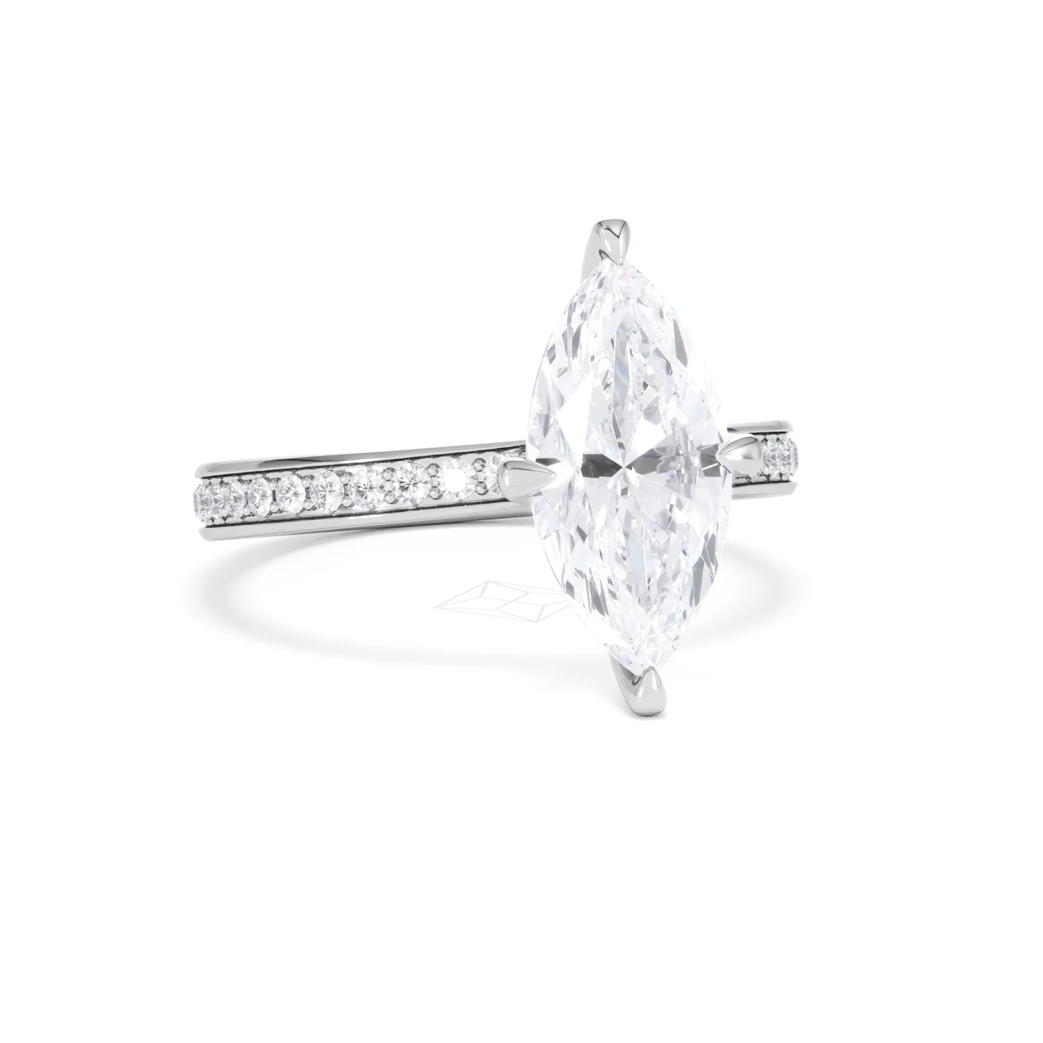 Origin Twist 2.00ct Marquise Cut Lab Diamond Solitaire Engagement Ring with Side Stones in Platinum - Image 13