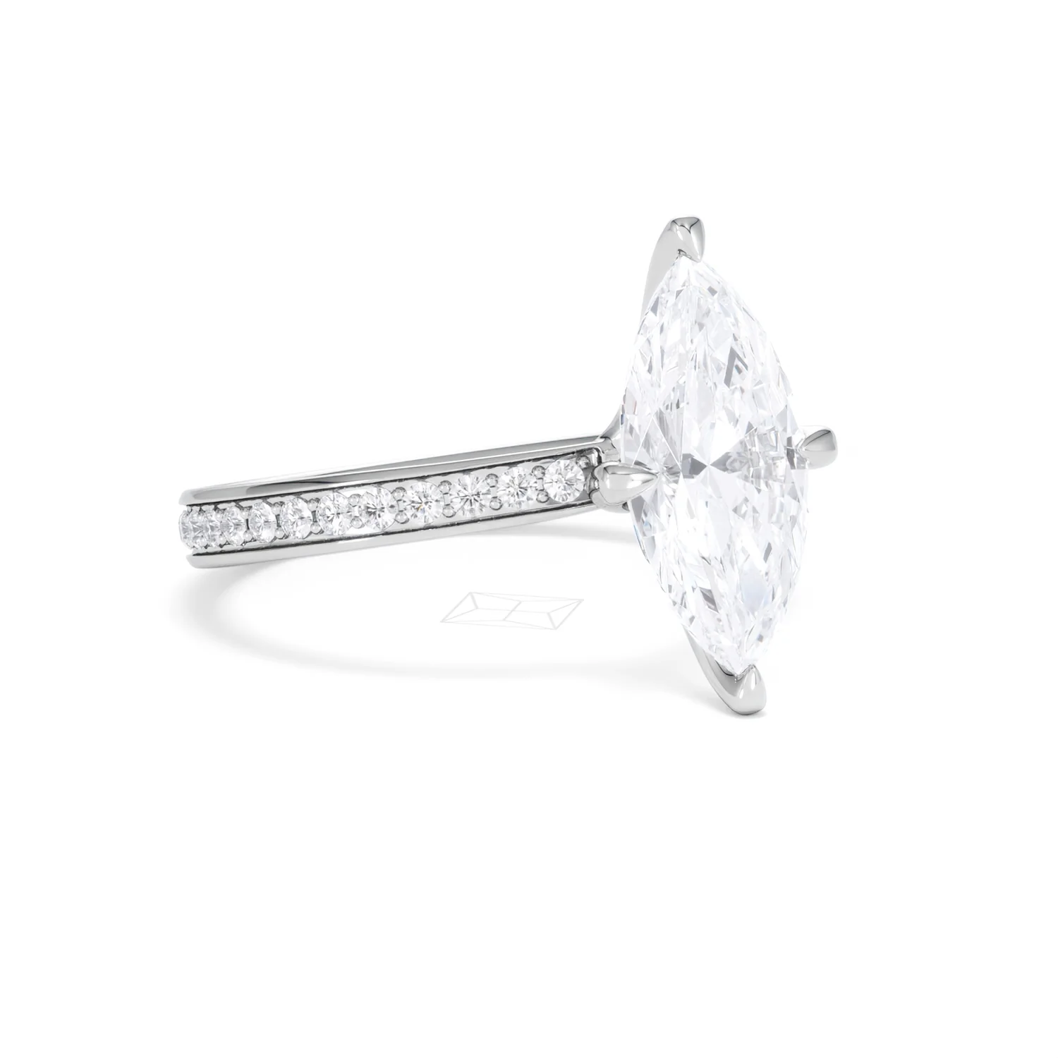 Origin Twist 2.00ct Marquise Cut Lab Diamond Solitaire Engagement Ring with Side Stones in Platinum - Image 16
