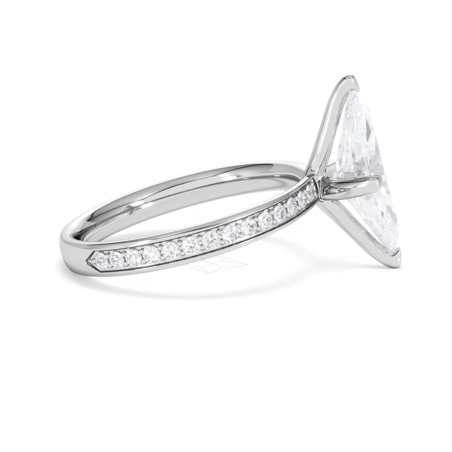 Origin Twist 2.00ct Marquise Cut Lab Diamond Solitaire Engagement Ring with Side Stones in Platinum - Image 28