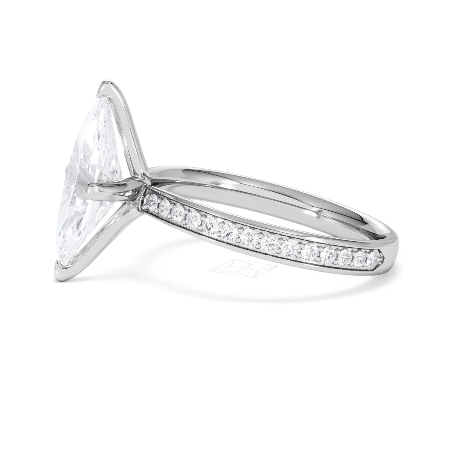 Origin Twist 2.00ct Marquise Cut Lab Diamond Solitaire Engagement Ring with Side Stones in Platinum - Image 72