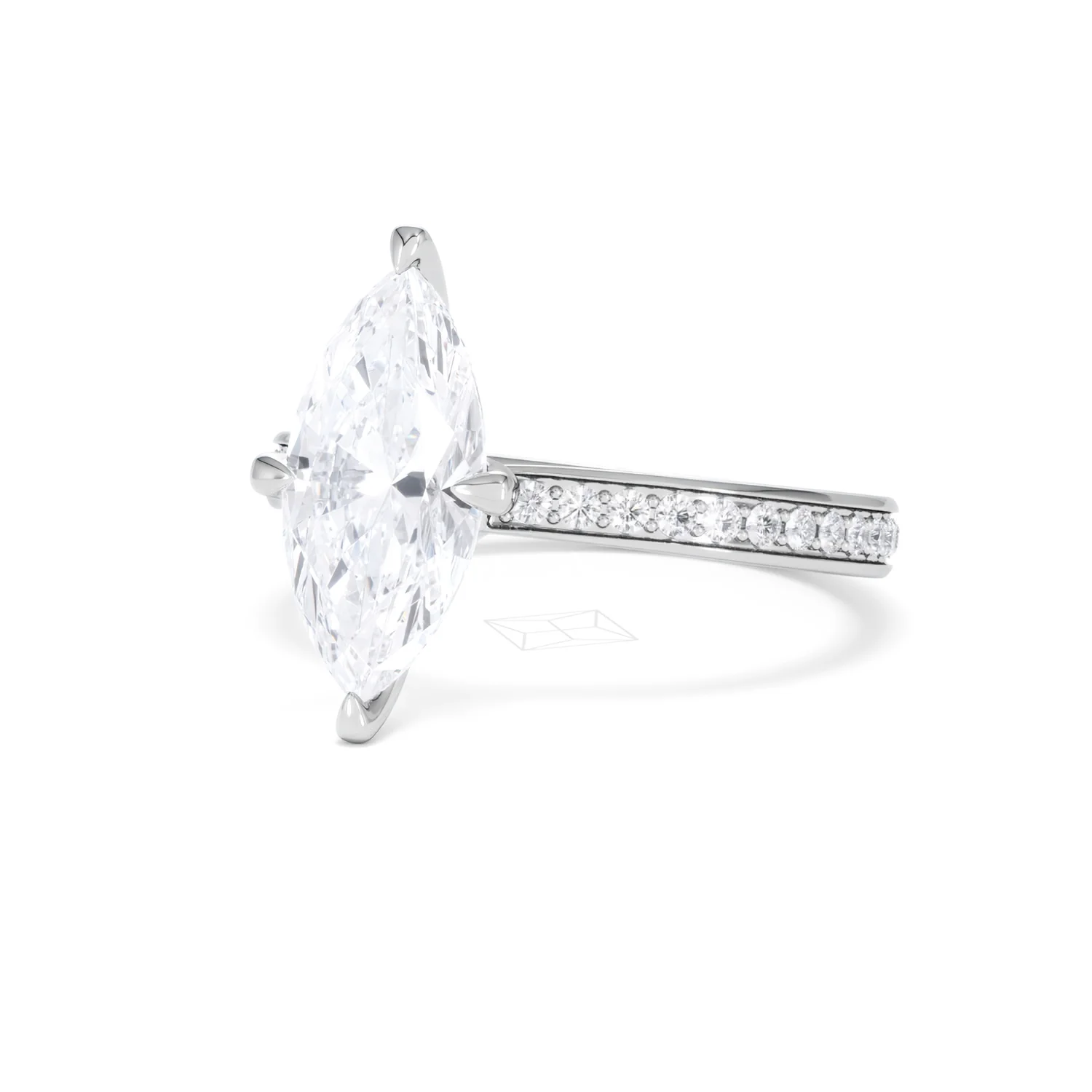 Origin Twist 2.00ct Marquise Cut Lab Diamond Solitaire Engagement Ring with Side Stones in Platinum - Image 83