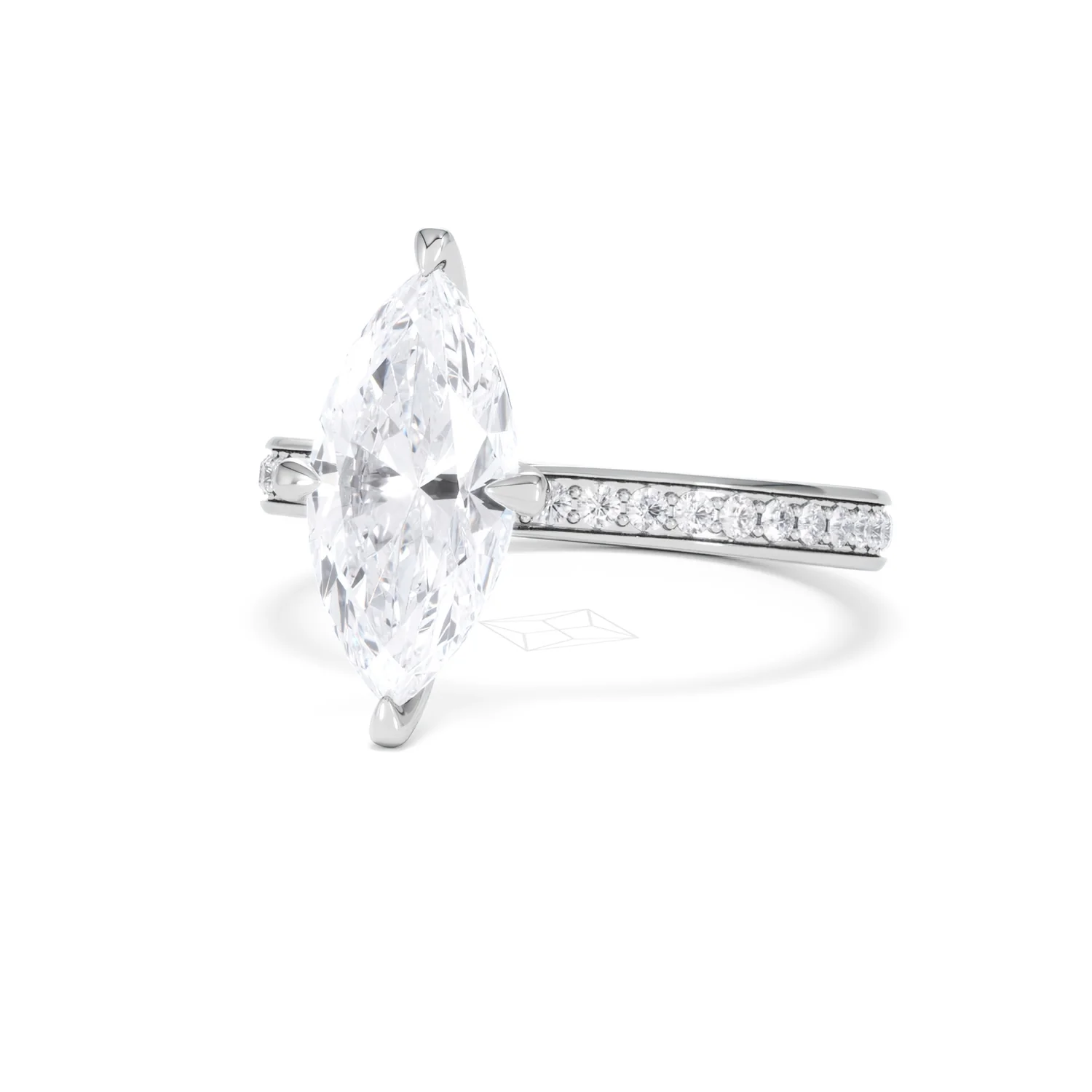 Origin Twist 2.00ct Marquise Cut Lab Diamond Solitaire Engagement Ring with Side Stones in Platinum - Image 84