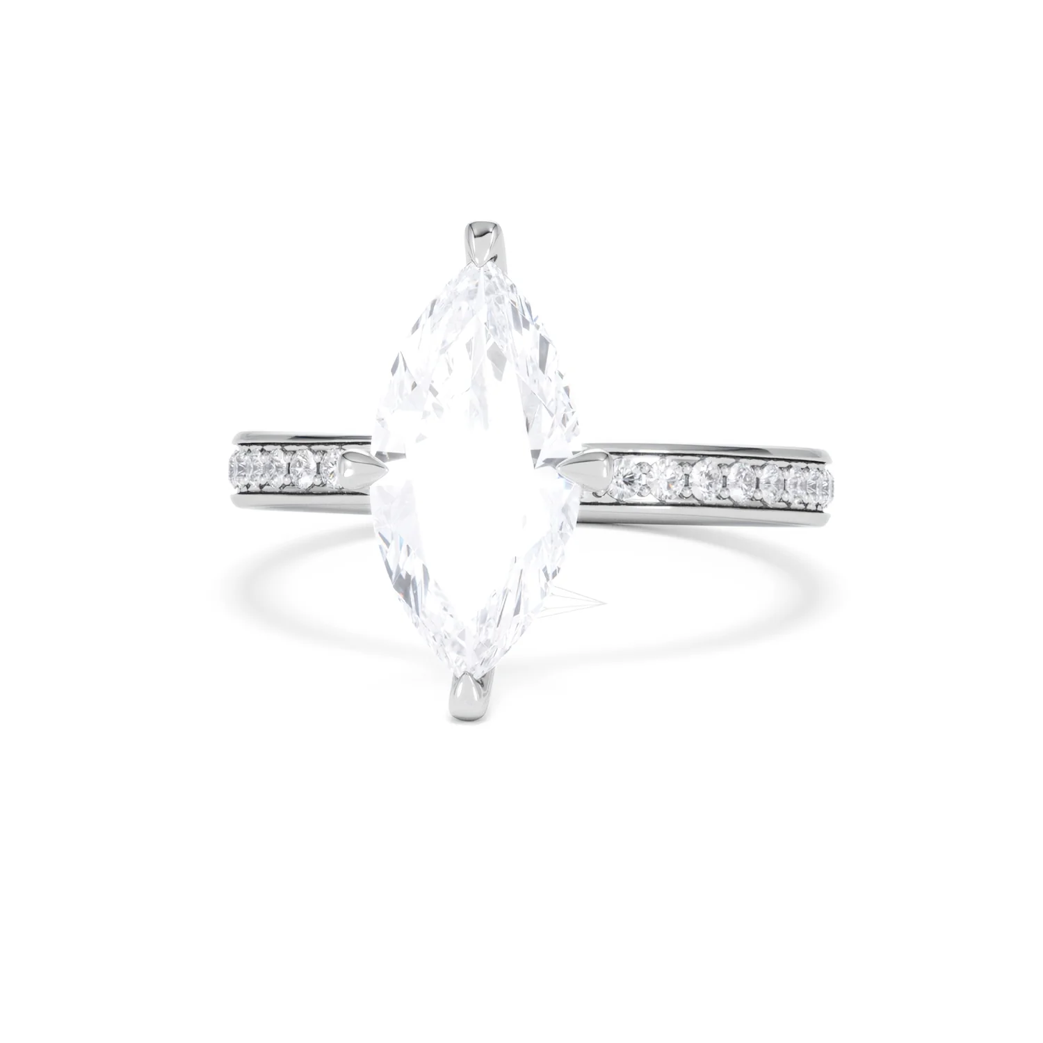 Origin Twist 2.00ct Marquise Cut Lab Diamond Solitaire Engagement Ring with Side Stones in Platinum - Image 87