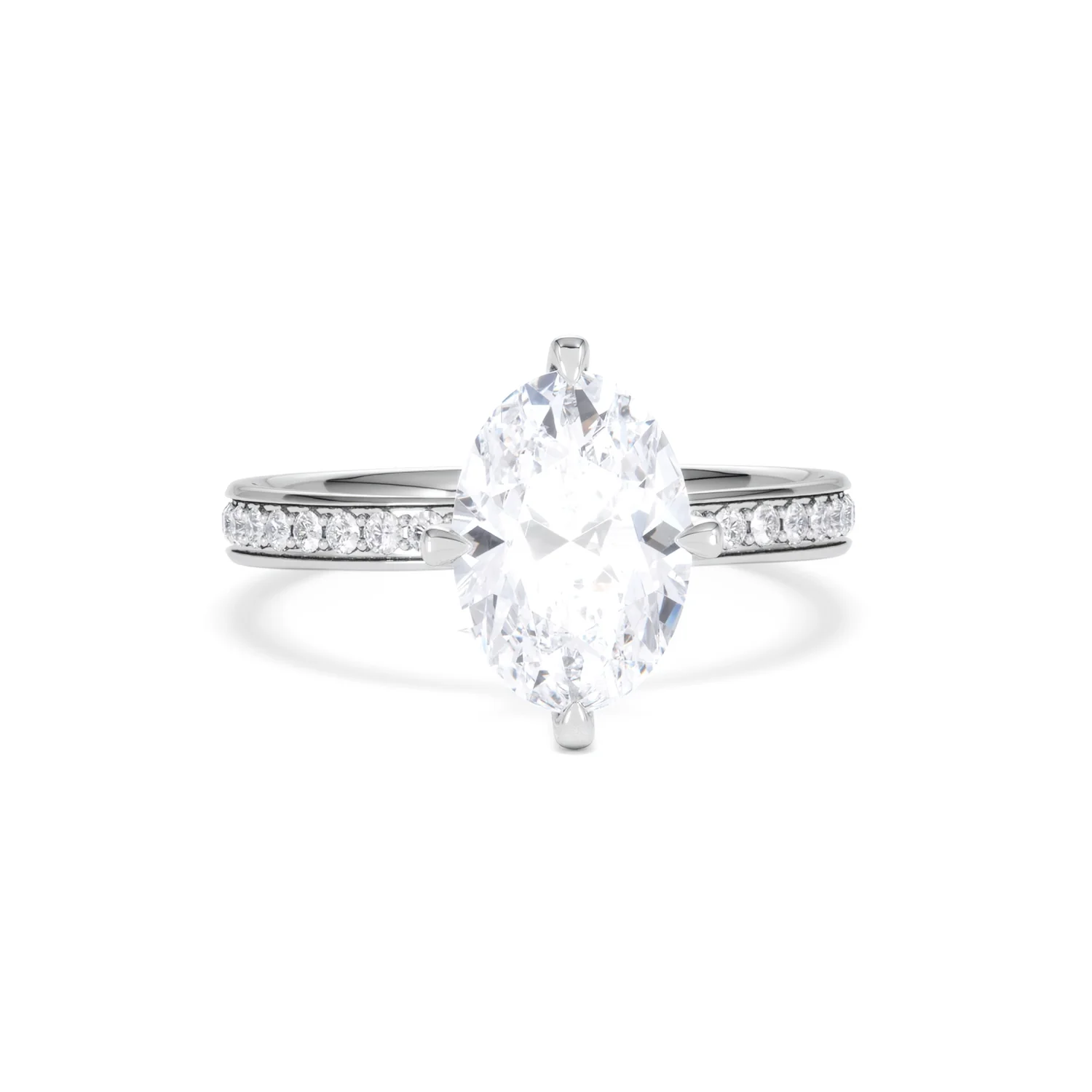 Origin Twist 2.00ct Oval Cut Lab Diamond Solitaire Engagement Ring with Side Stones in 18K White Gold - Image 10