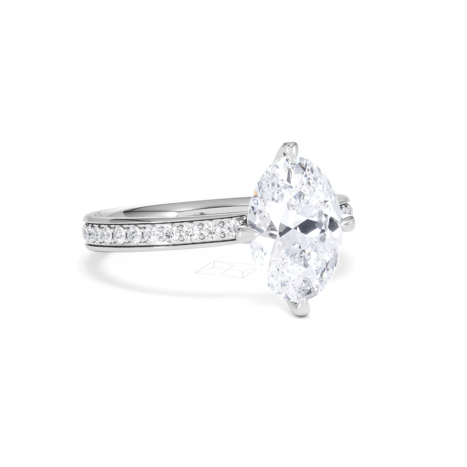 Origin Twist 2.00ct Oval Cut Lab Diamond Solitaire Engagement Ring with Side Stones in 18K White Gold - Image 14