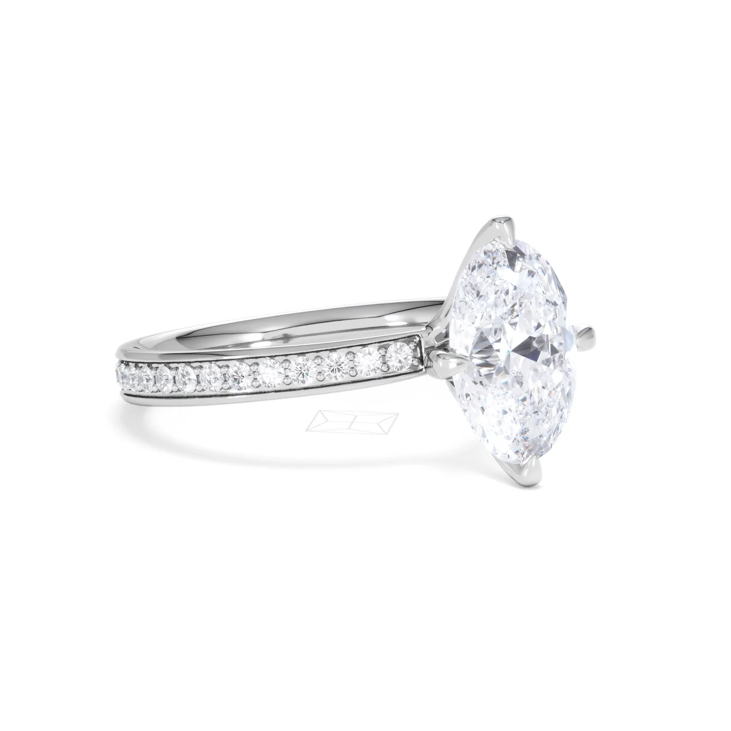 Origin Twist 2.00ct Oval Cut Lab Diamond Solitaire Engagement Ring with Side Stones in 18K White Gold - Image 17