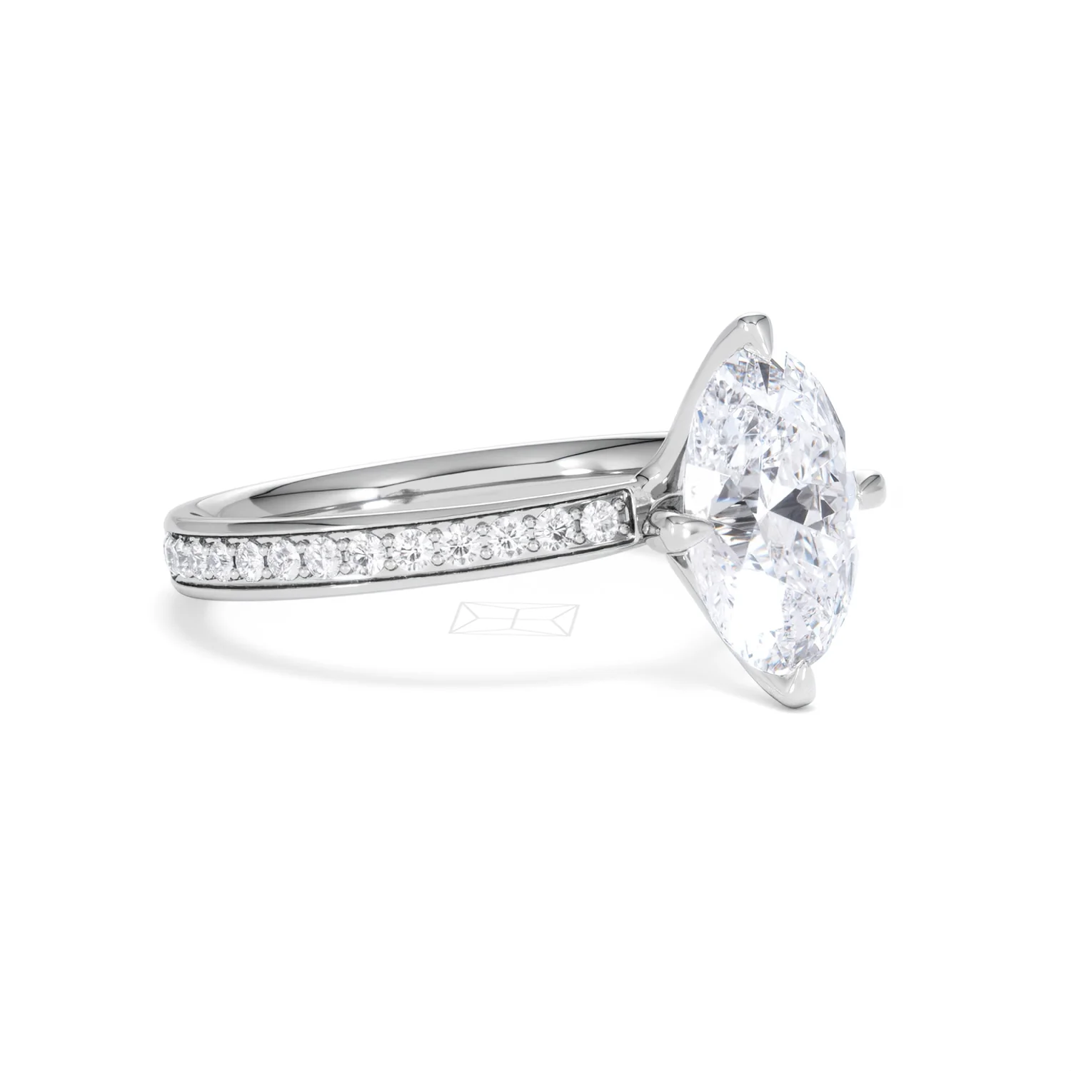 Origin Twist 2.00ct Oval Cut Lab Diamond Solitaire Engagement Ring with Side Stones in 18K White Gold - Image 18