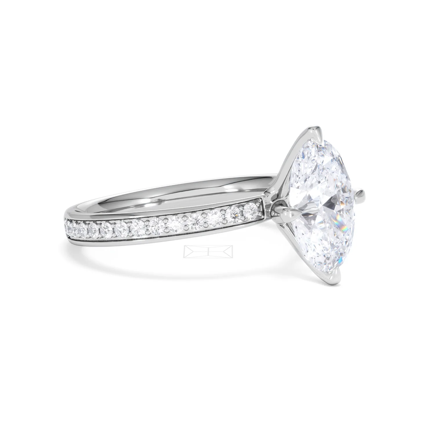 Origin Twist 2.00ct Oval Cut Lab Diamond Solitaire Engagement Ring with Side Stones in 18K White Gold - Image 19