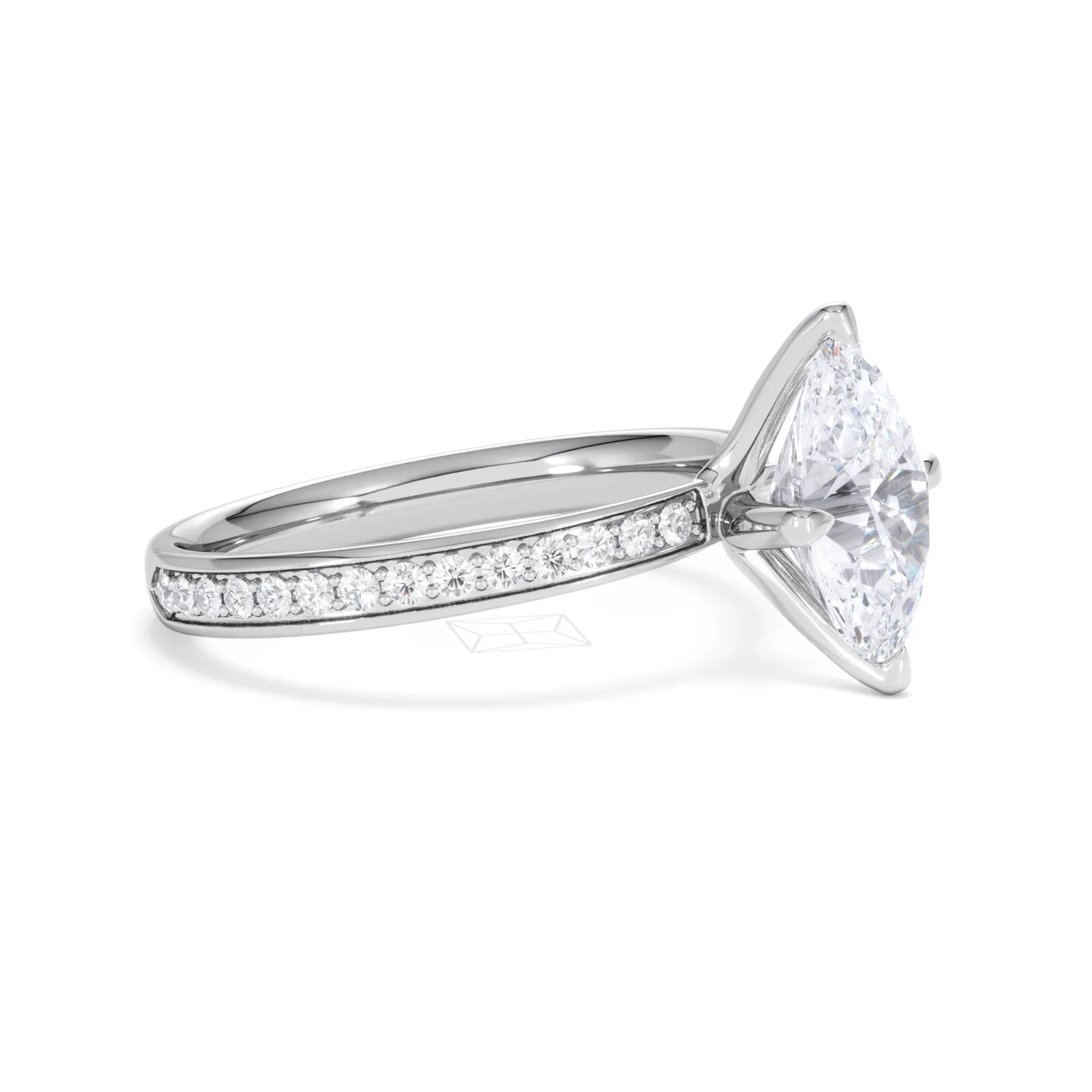 Origin Twist 2.00ct Oval Cut Lab Diamond Solitaire Engagement Ring with Side Stones in 18K White Gold - Image 22