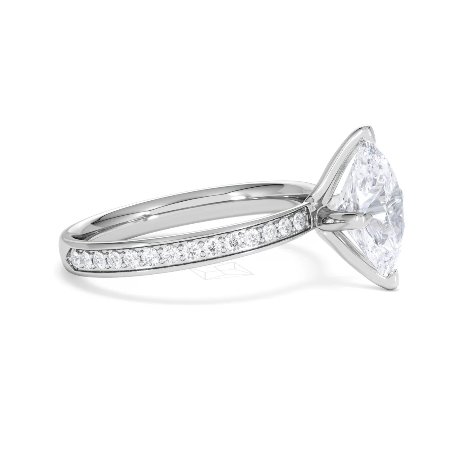 Origin Twist 2.00ct Oval Cut Lab Diamond Solitaire Engagement Ring with Side Stones in 18K White Gold - Image 24