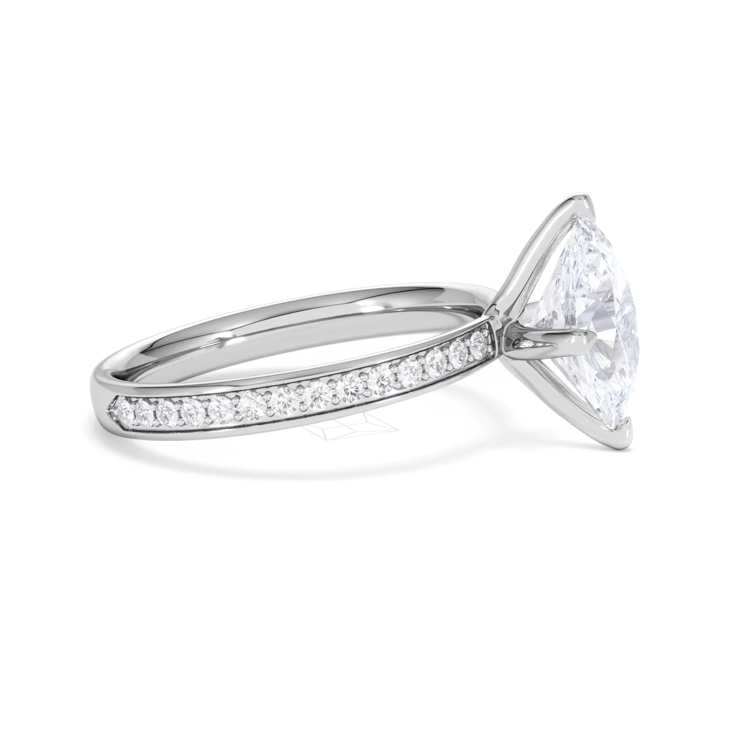 Origin Twist 2.00ct Oval Cut Lab Diamond Solitaire Engagement Ring with Side Stones in 18K White Gold - Image 25