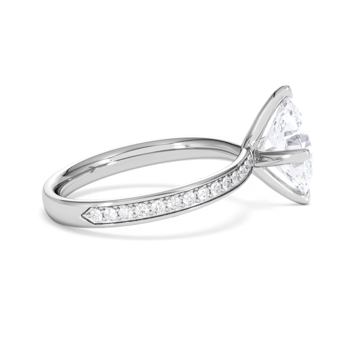 Origin Twist 2.00ct Oval Cut Lab Diamond Solitaire Engagement Ring with Side Stones in 18K White Gold - Image 31