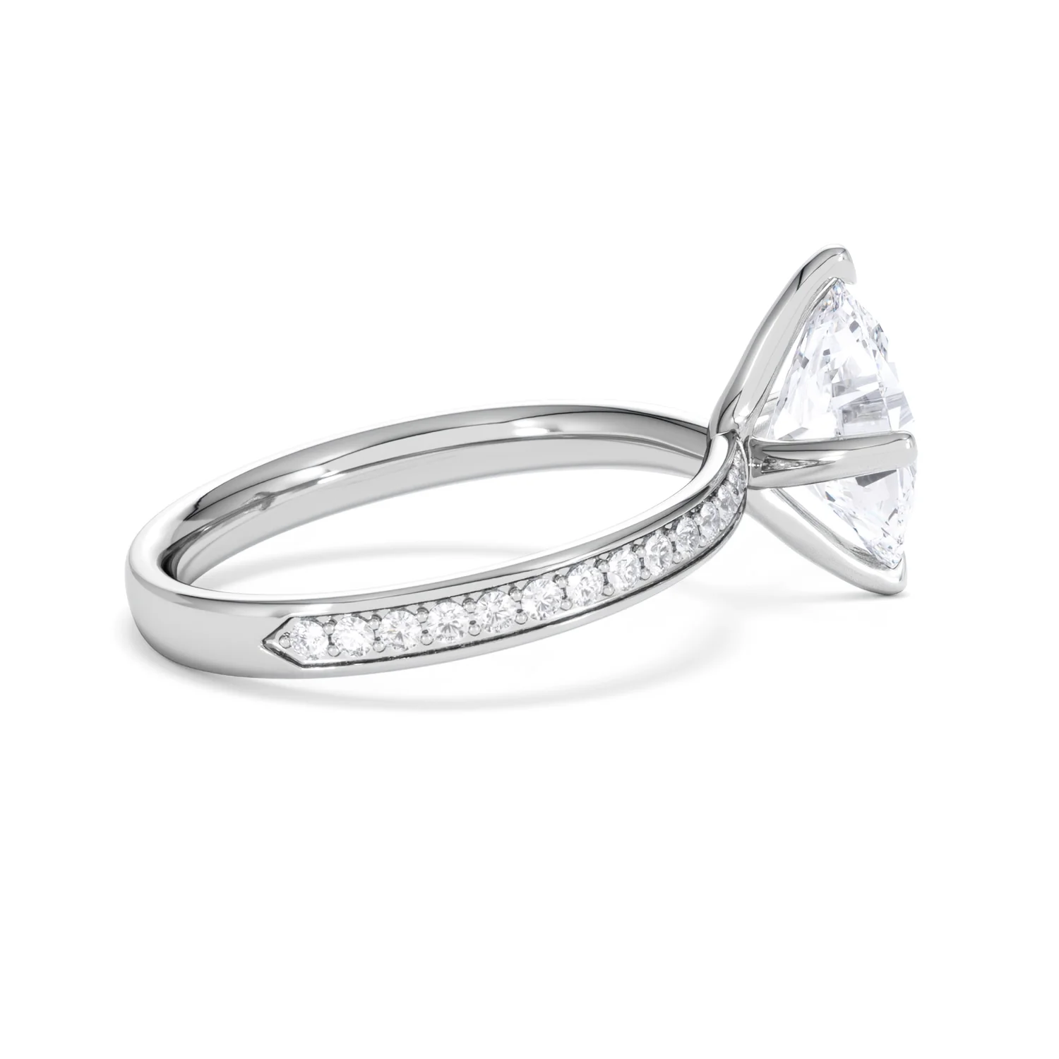 Origin Twist 2.00ct Oval Cut Lab Diamond Solitaire Engagement Ring with Side Stones in 18K White Gold - Image 32