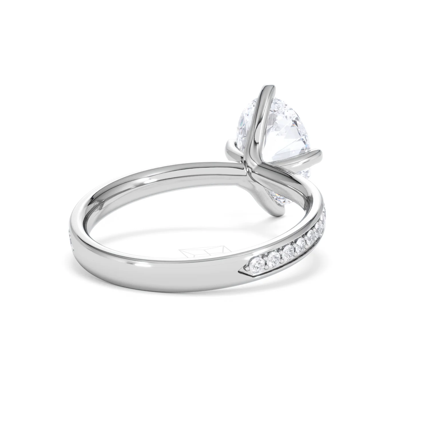 Origin Twist 2.00ct Oval Cut Lab Diamond Solitaire Engagement Ring with Side Stones in 18K White Gold - Image 43