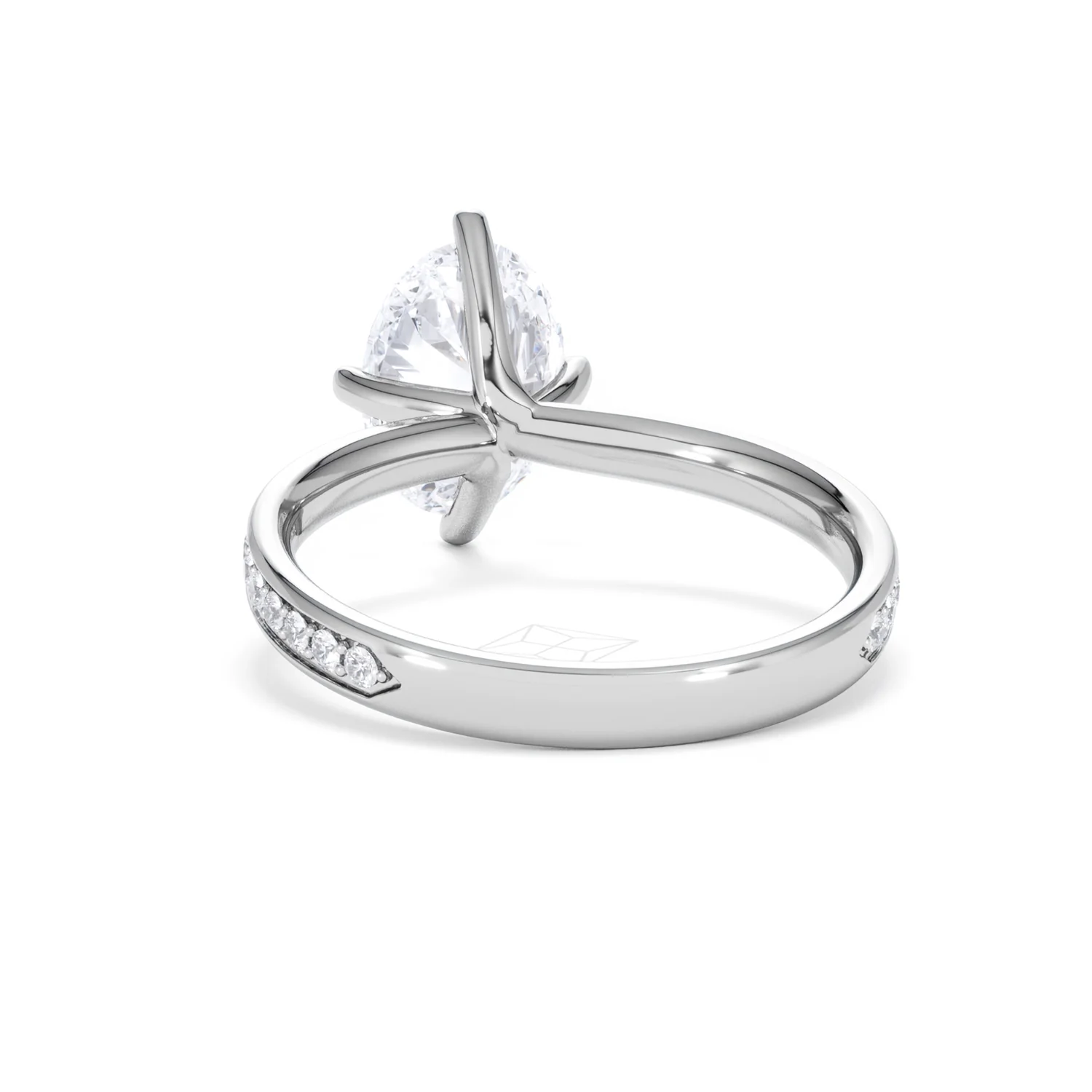 Origin Twist 2.00ct Oval Cut Lab Diamond Solitaire Engagement Ring with Side Stones in 18K White Gold - Image 52